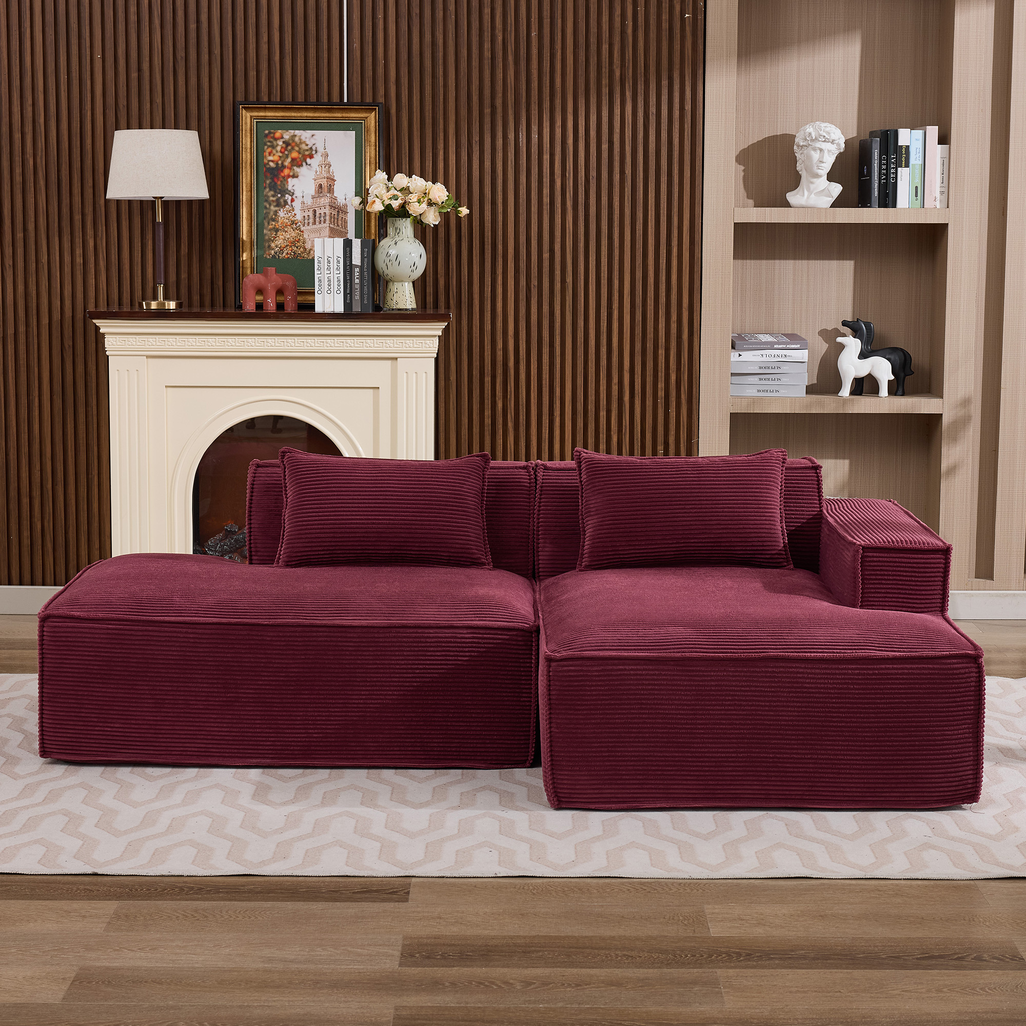 235 cm breites Economy-Textil-Sofa mit zwei Kissen