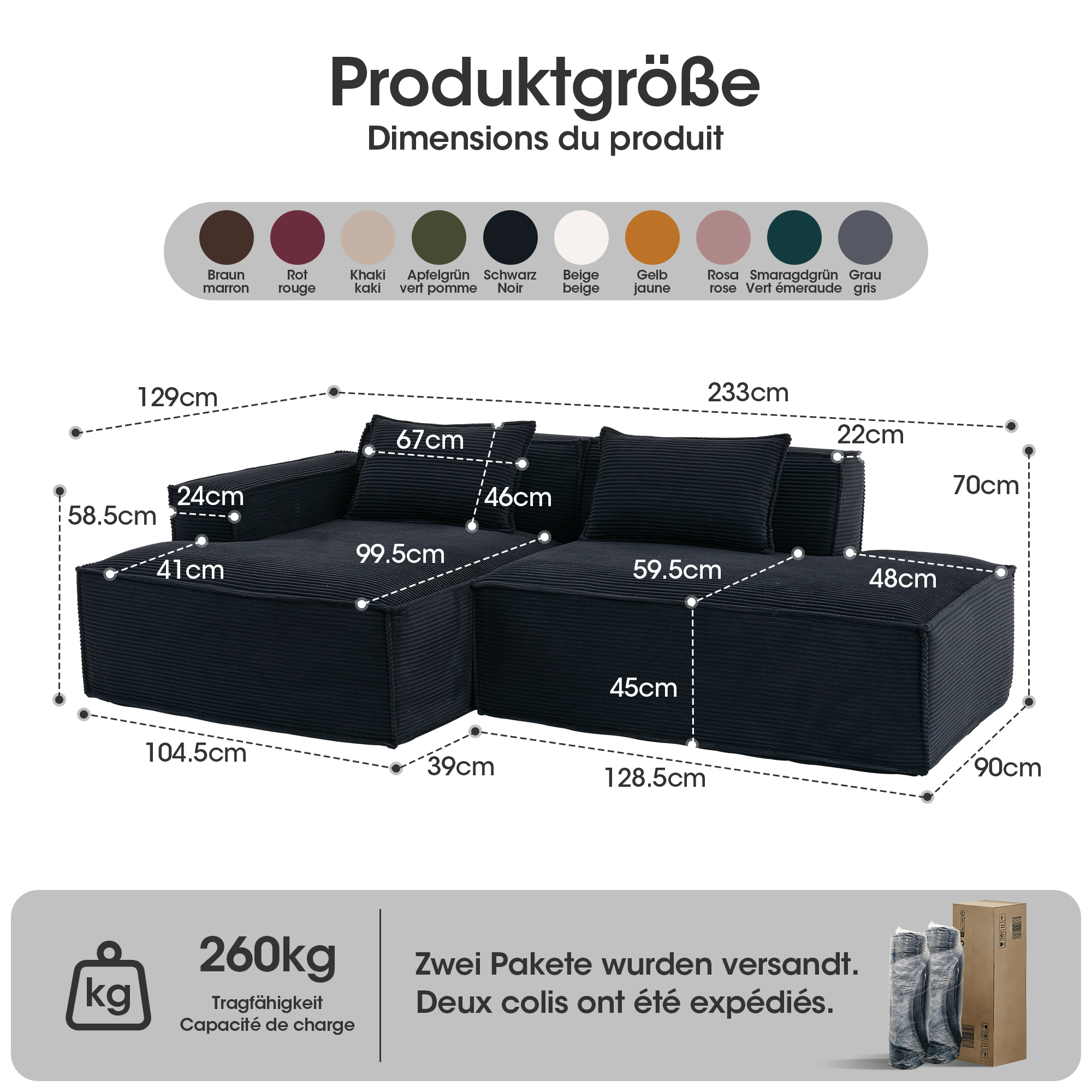 Dimensions du canapé
