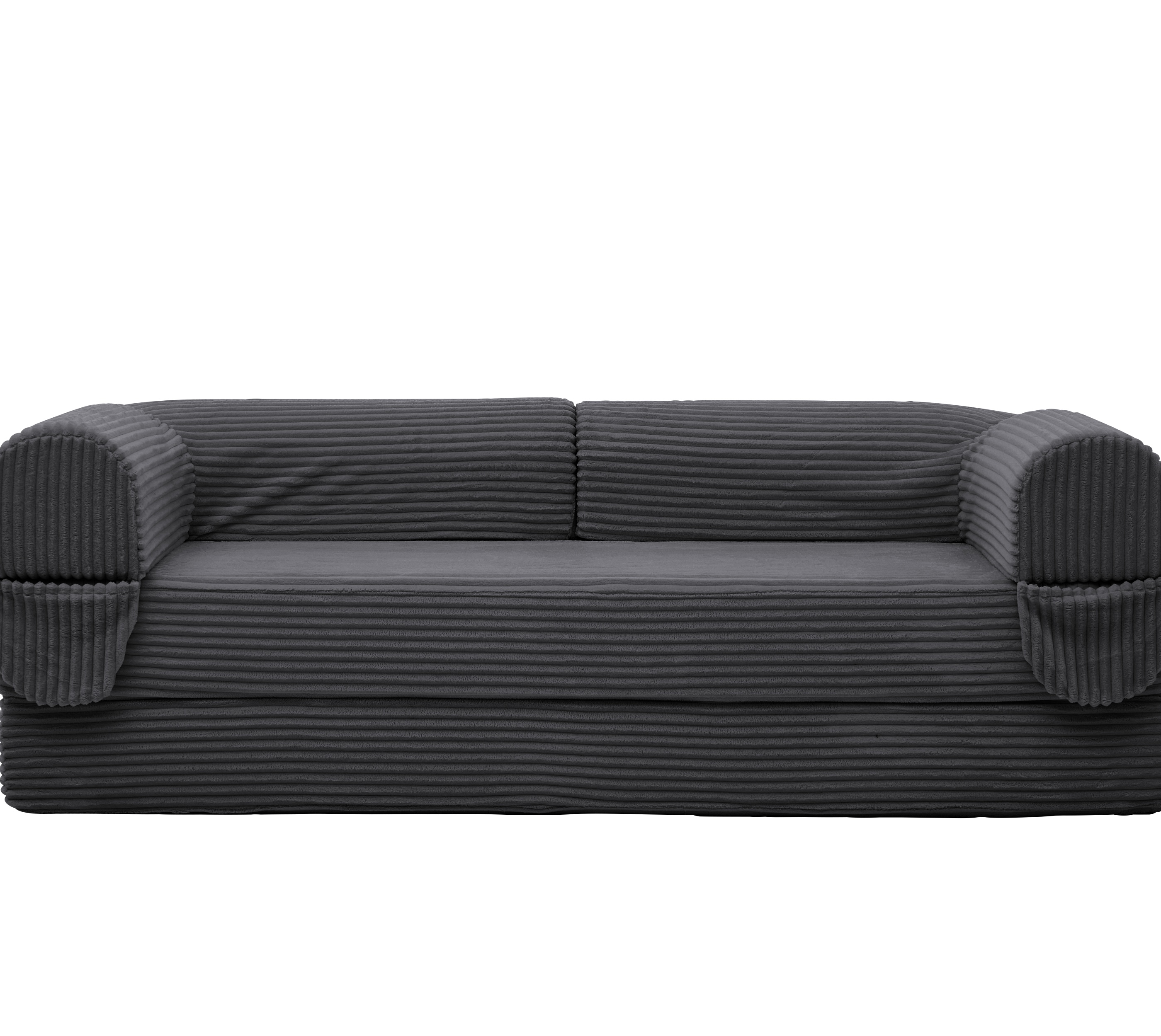 Canapé-lit 2 places convertible en lit double, velours côtelé à rayures épaisses, cadre stable, pour petit appartement et studio, parfait comme lit d'appoint, design moderne et confortable, usage quotidien - image 1