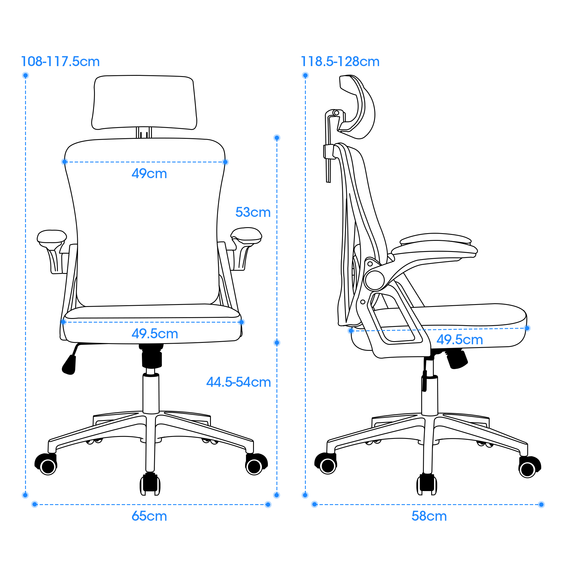 Dimensions du fauteuil de bureau