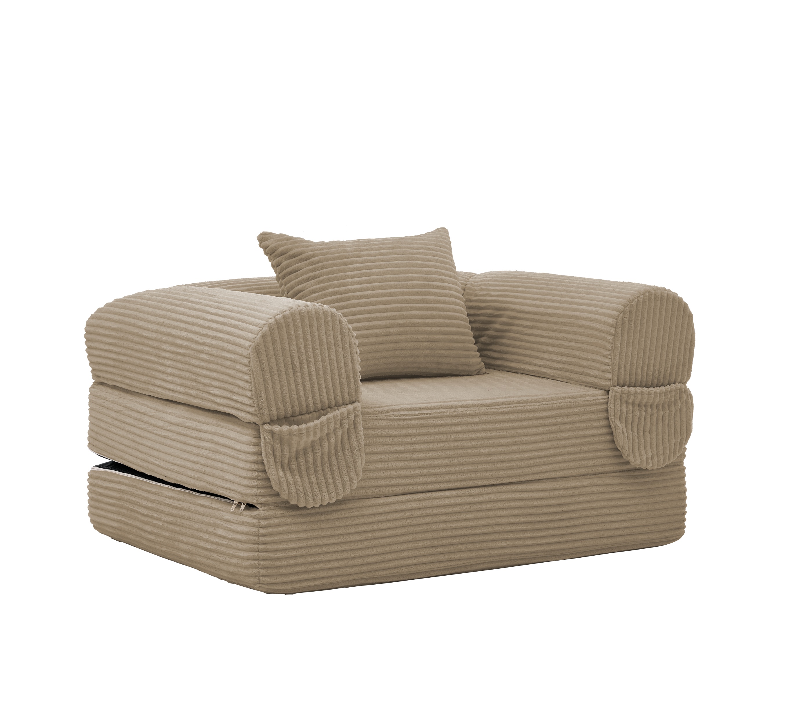 Canapé-lit individuel en cord convertible marron - vue 4