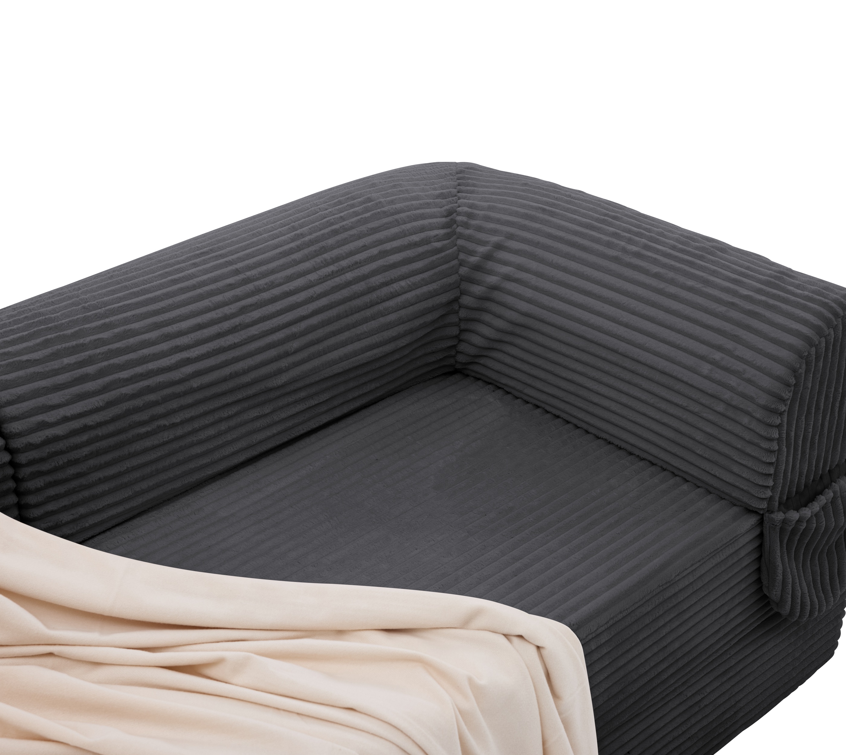 Canapé-lit 2 places convertible en lit double, velours côtelé à rayures épaisses, cadre stable, pour petit appartement et studio, parfait comme lit d'appoint, design moderne et confortable, usage quotidien - image 11
