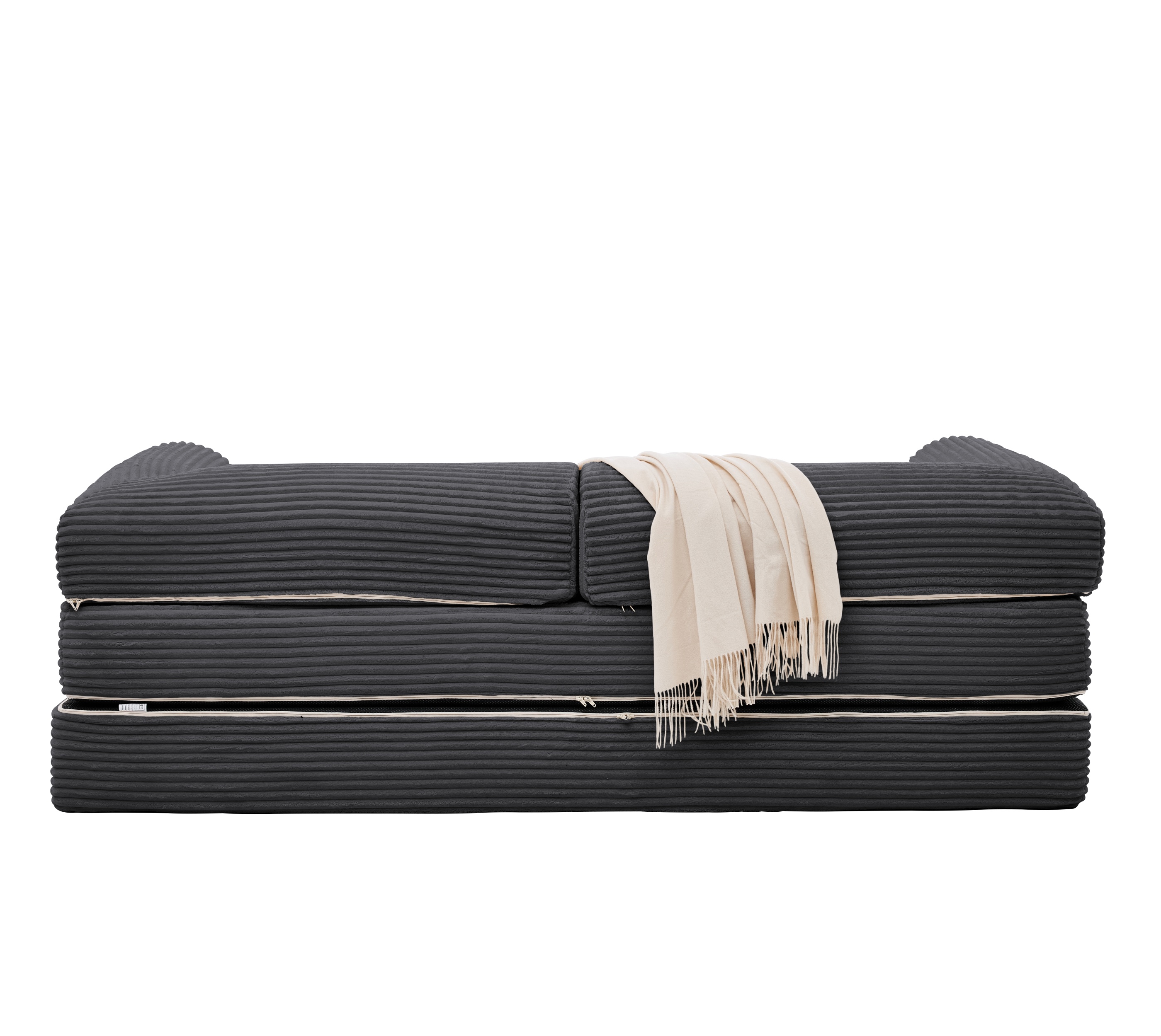 Canapé-lit 2 places convertible en lit double, velours côtelé à rayures épaisses, cadre stable, pour petit appartement et studio, parfait comme lit d'appoint, design moderne et confortable, usage quotidien - image 5