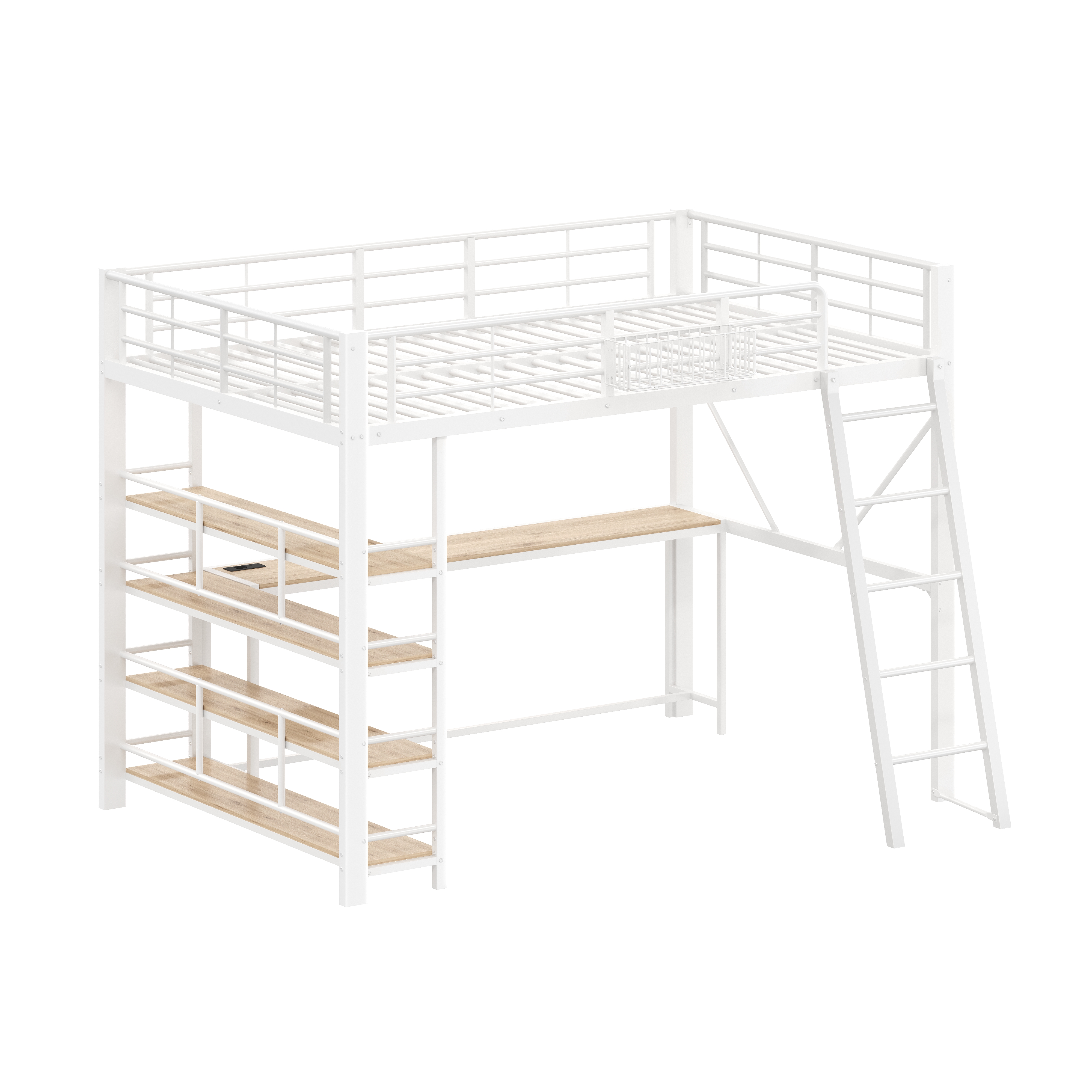 Lit mezzanine - bureau et échelle