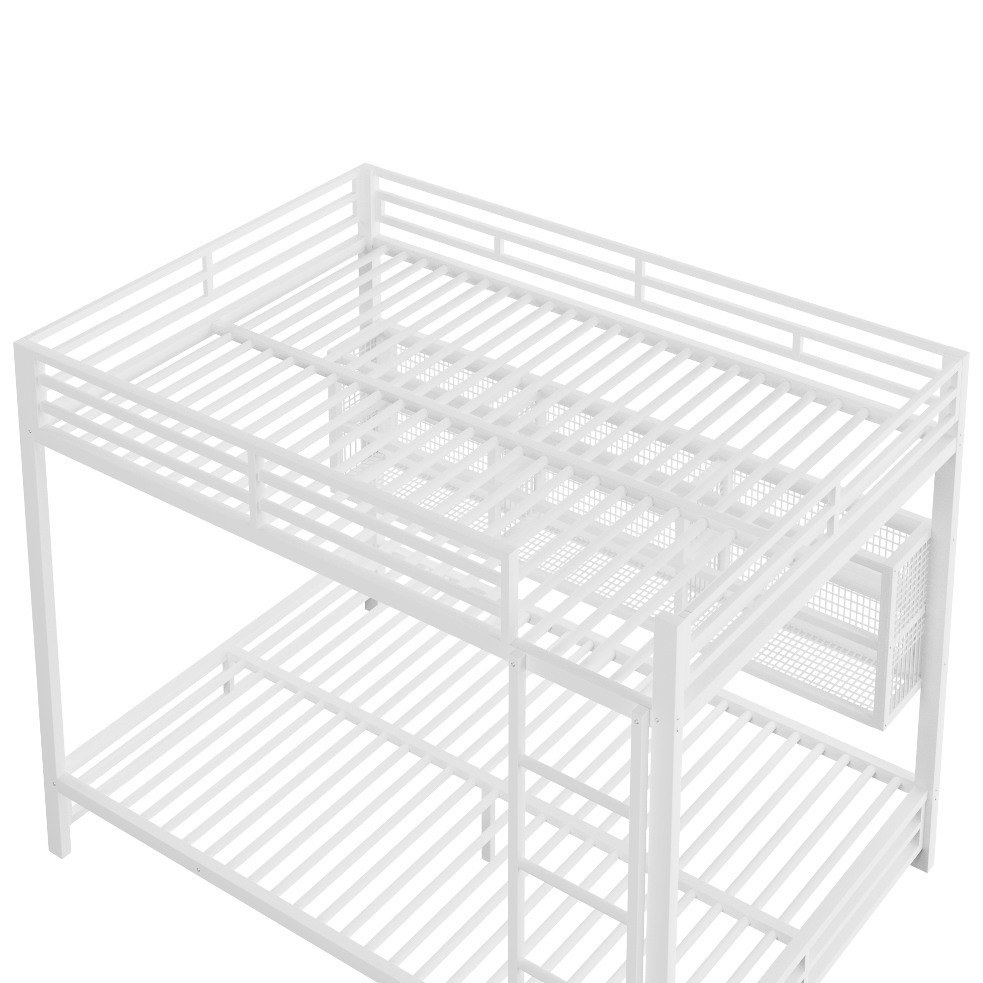 Lit superposé 140 x 200 cm avec éclairage LED, rangements intégrés, blanc - spécifications 1
