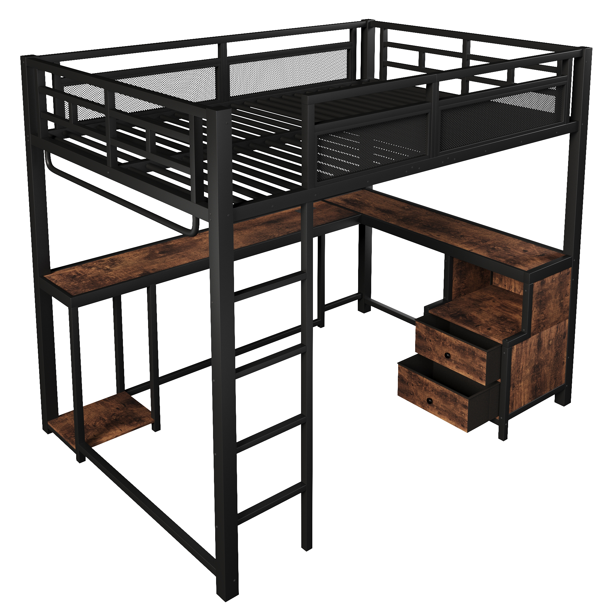 Lit mezzanine design industriel chambre adulte