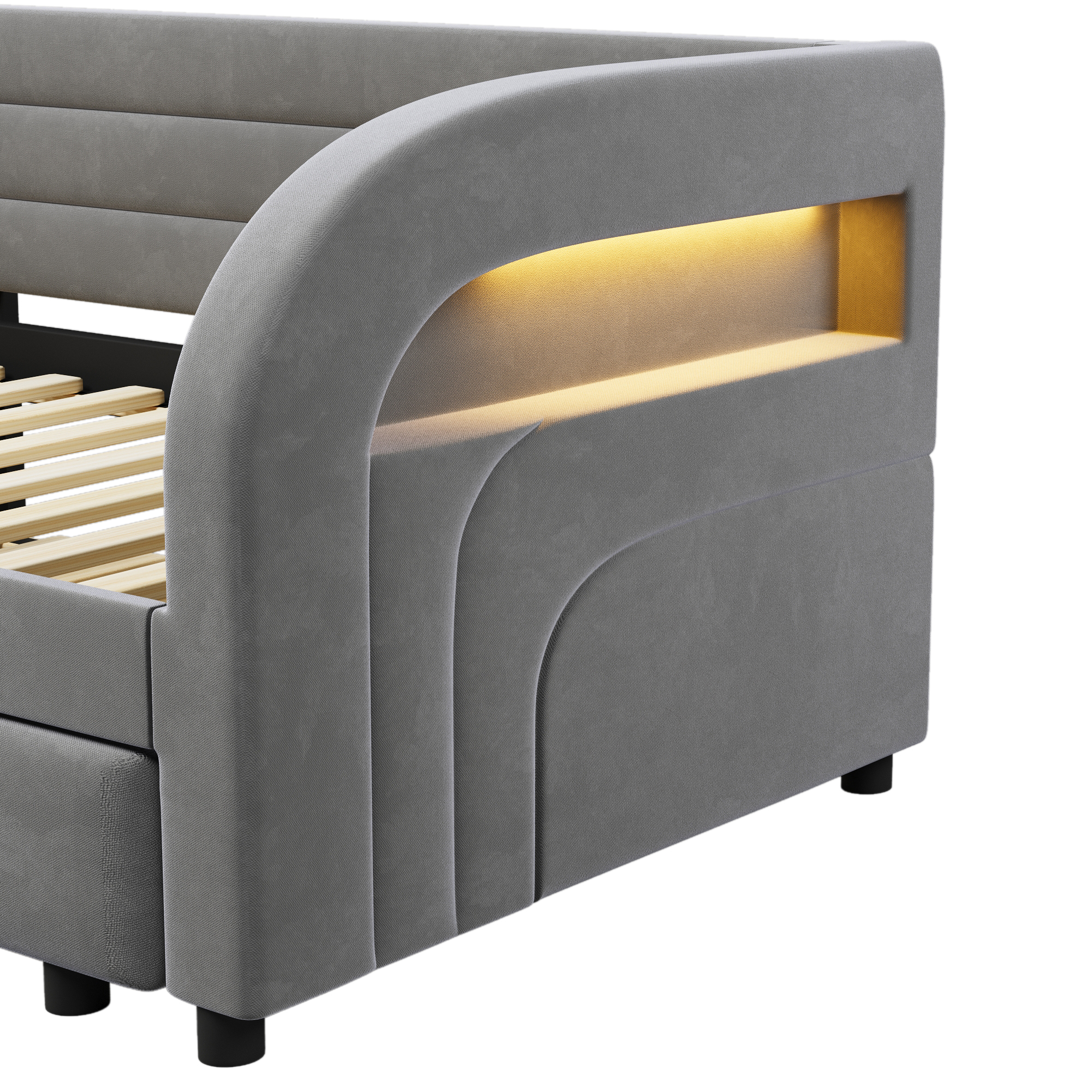 Éclairage LED latéral du lit gigogne gris