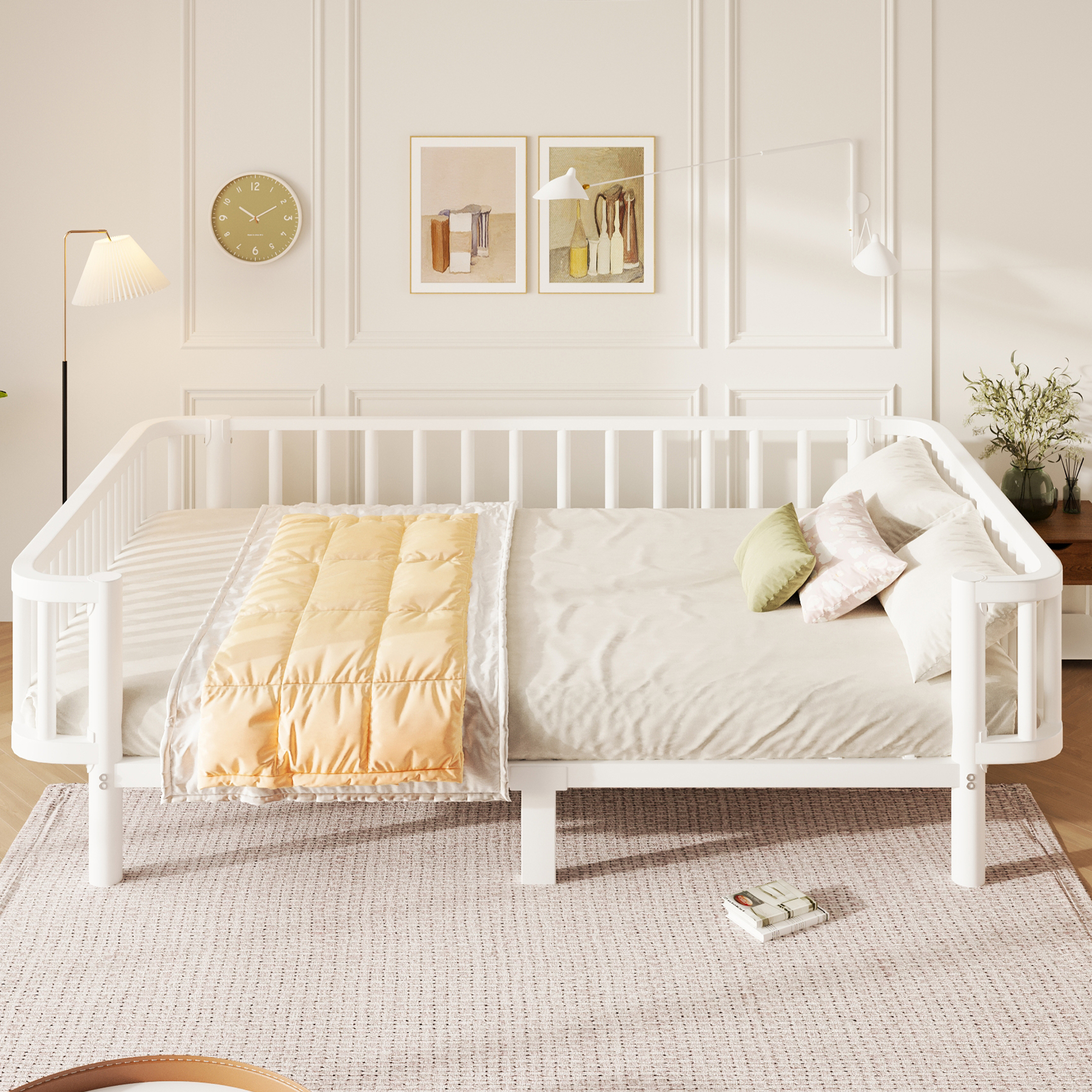 Dimensions du lit banquette en métal Blanc 140 x 200 cm
