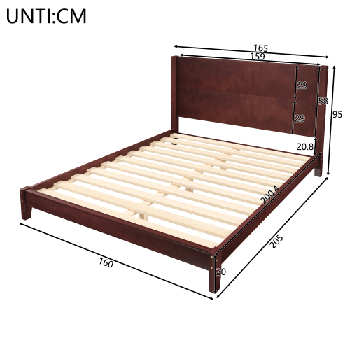 Dimensions du lit plateforme marron 160x200 cm
