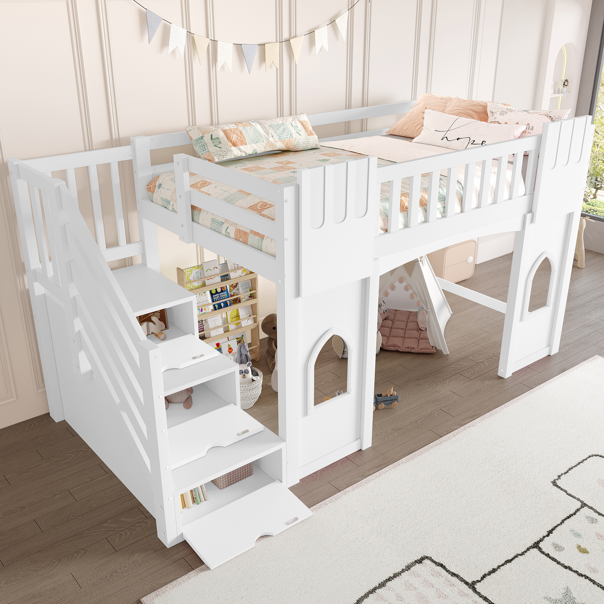 Lit mezzanine 90x200 cm blanc