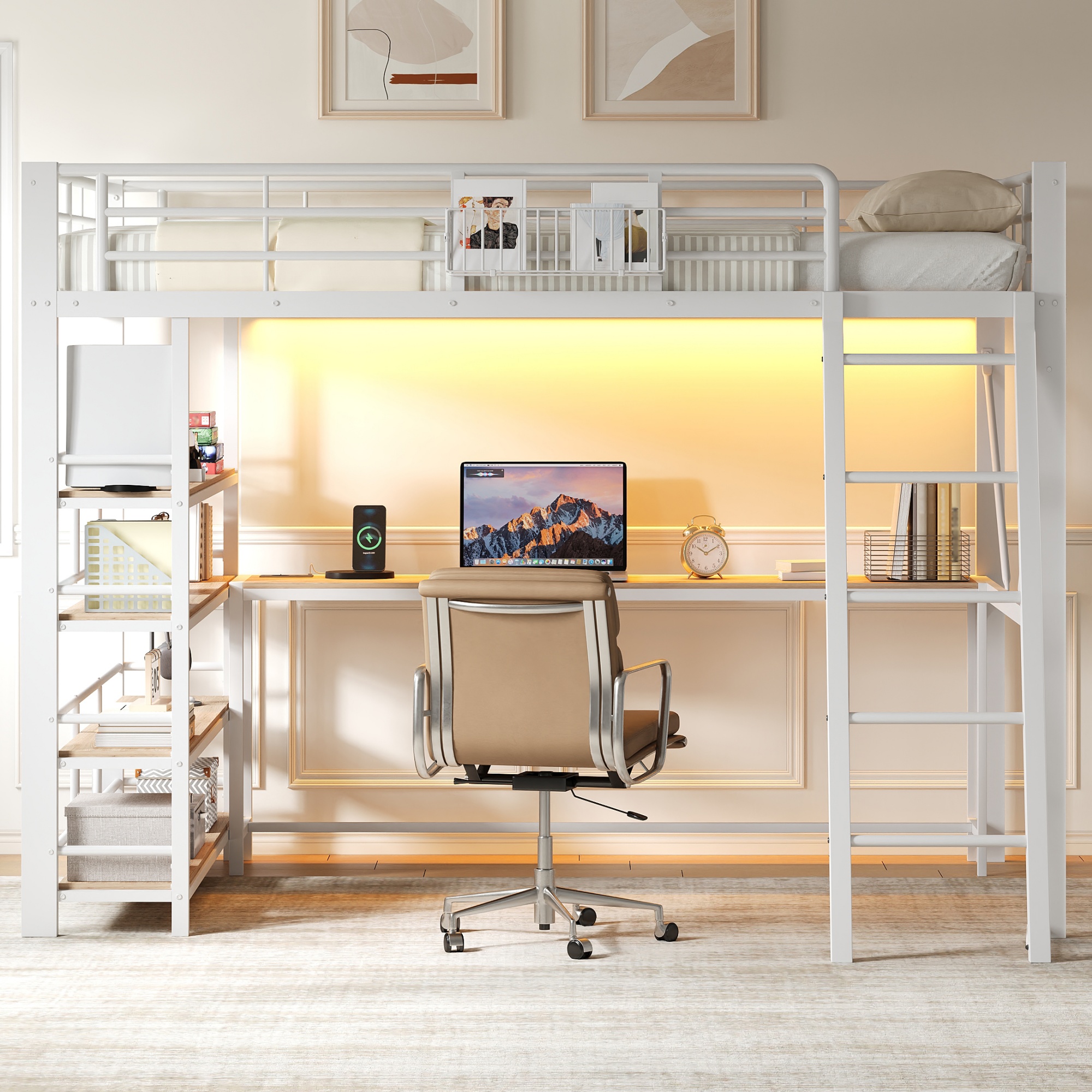 Lit mezzanine 140x200 cm blanc