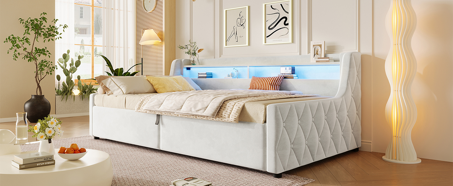 Design banquette rembourré du lit crème