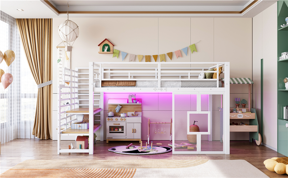Lit mezzanine mi-hauteur blanc