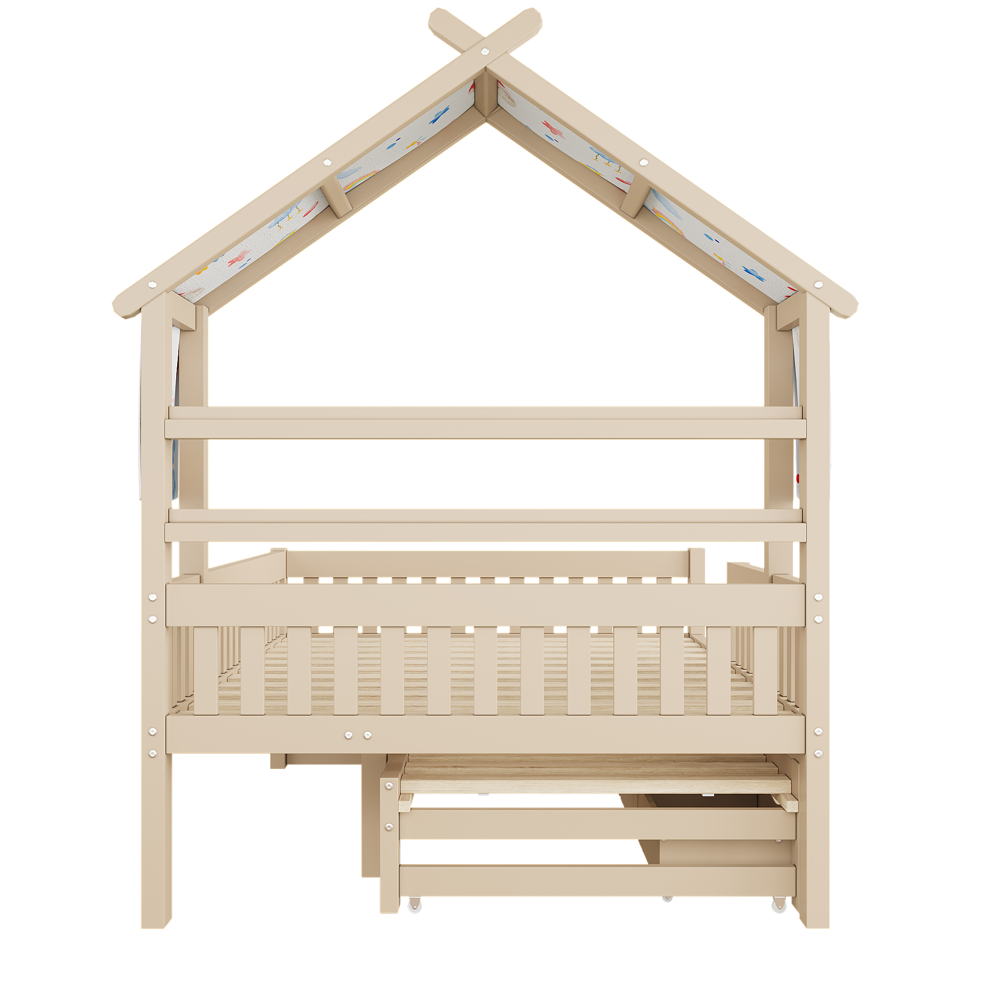 Lit en forme de maison avec baldaquin