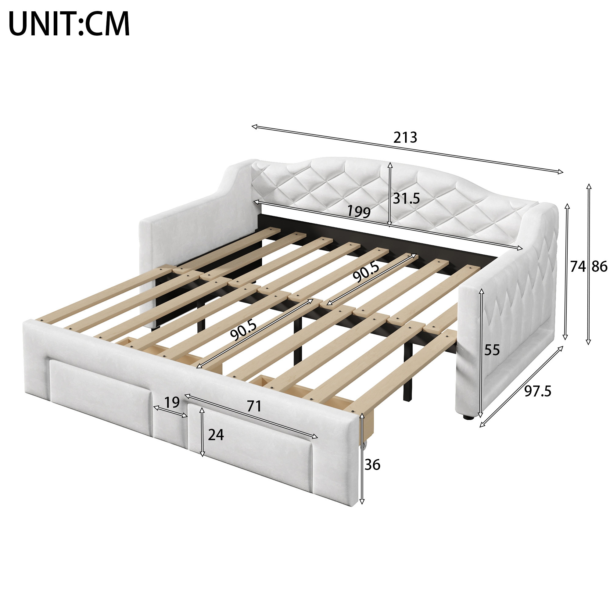 Dimensions du lit banquette