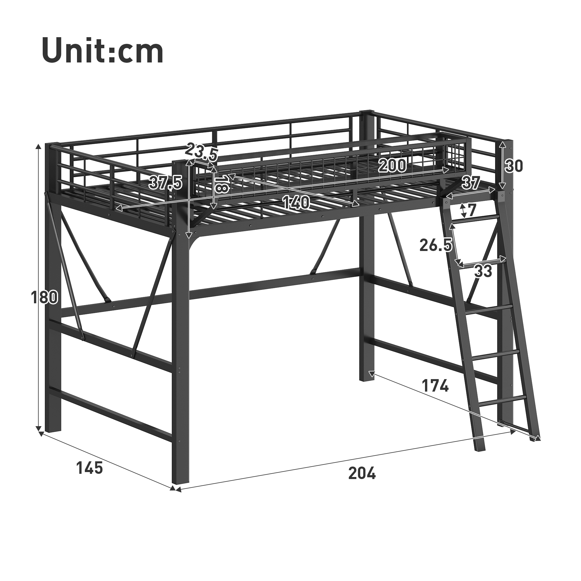 Points forts lit mezzanine 140x200