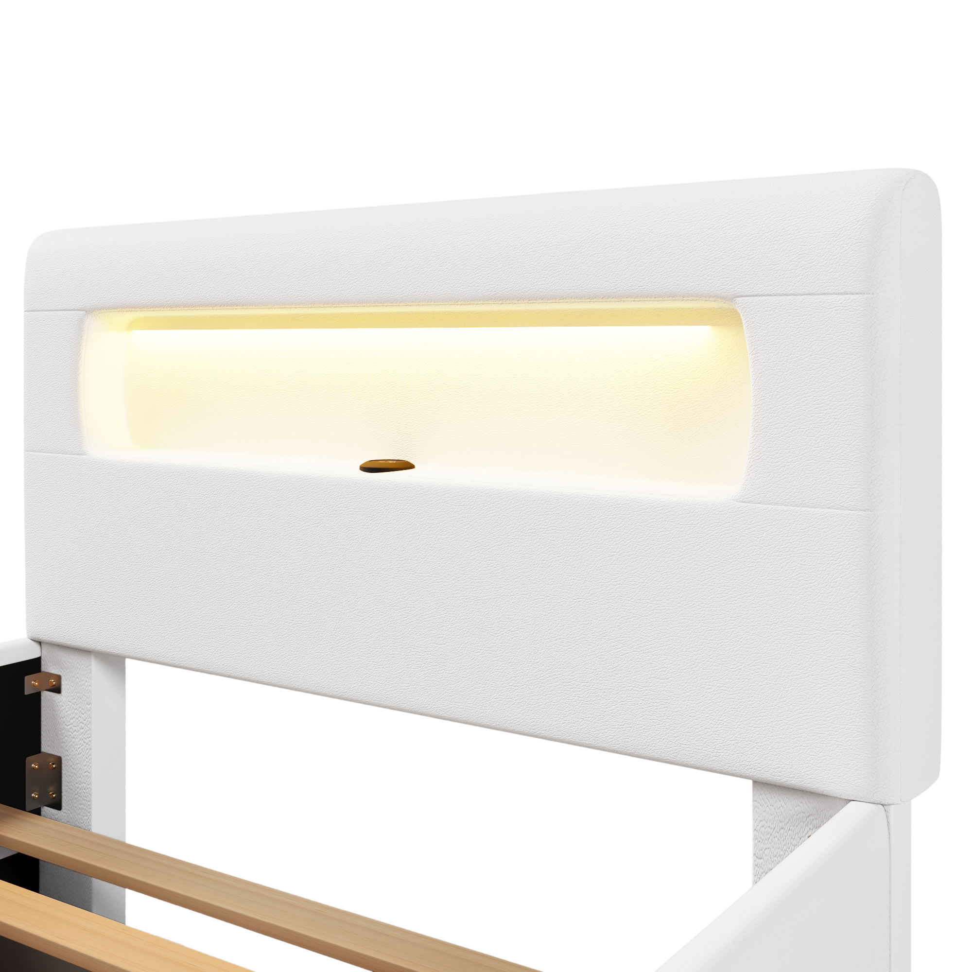 Lit rembourré 90 x 200 cm, escalier, 1 tiroir, éclairage LED, port USB, MDF, blanc, 218 x 97 x 95 cm - points forts 1