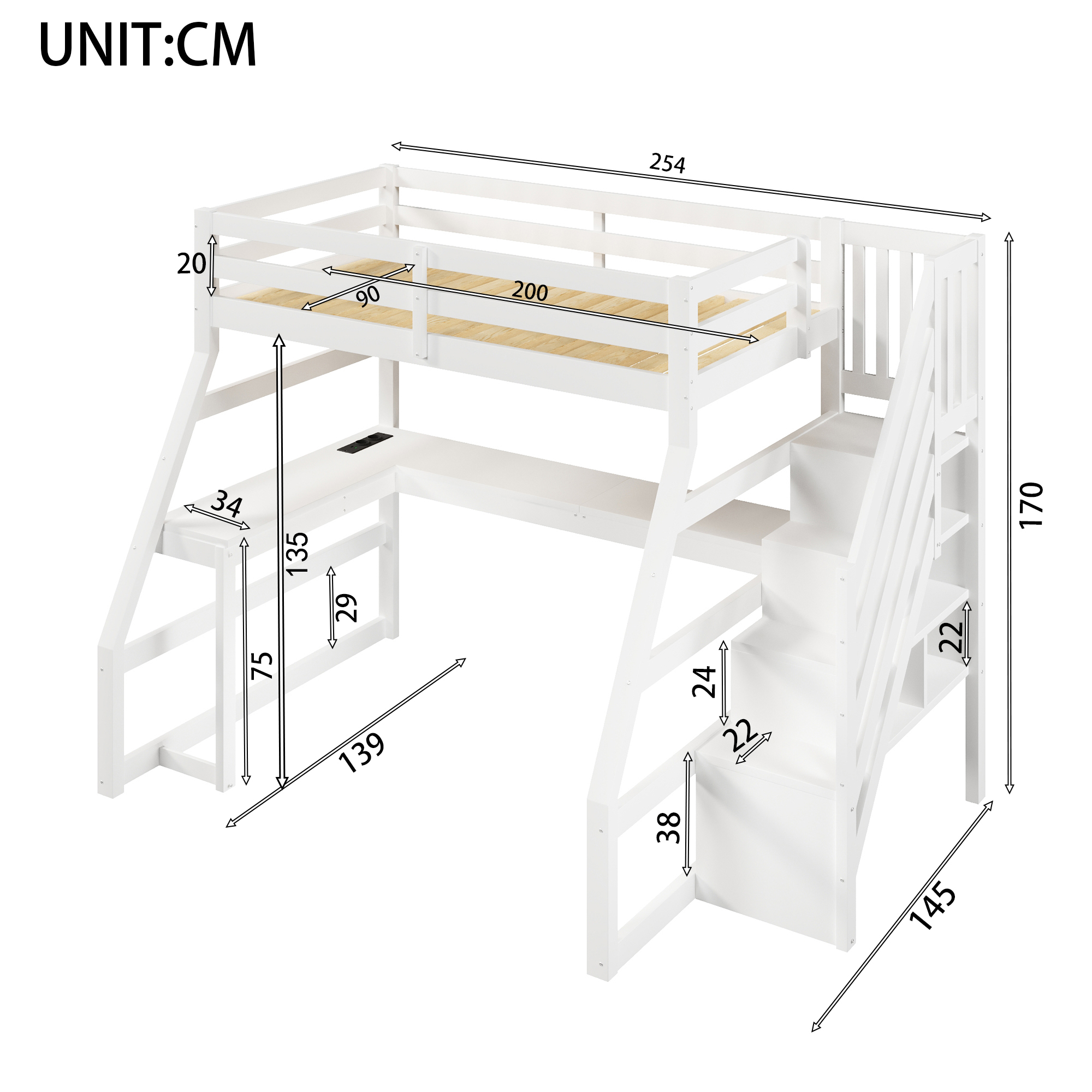 Détails du lit mezzanine enfant