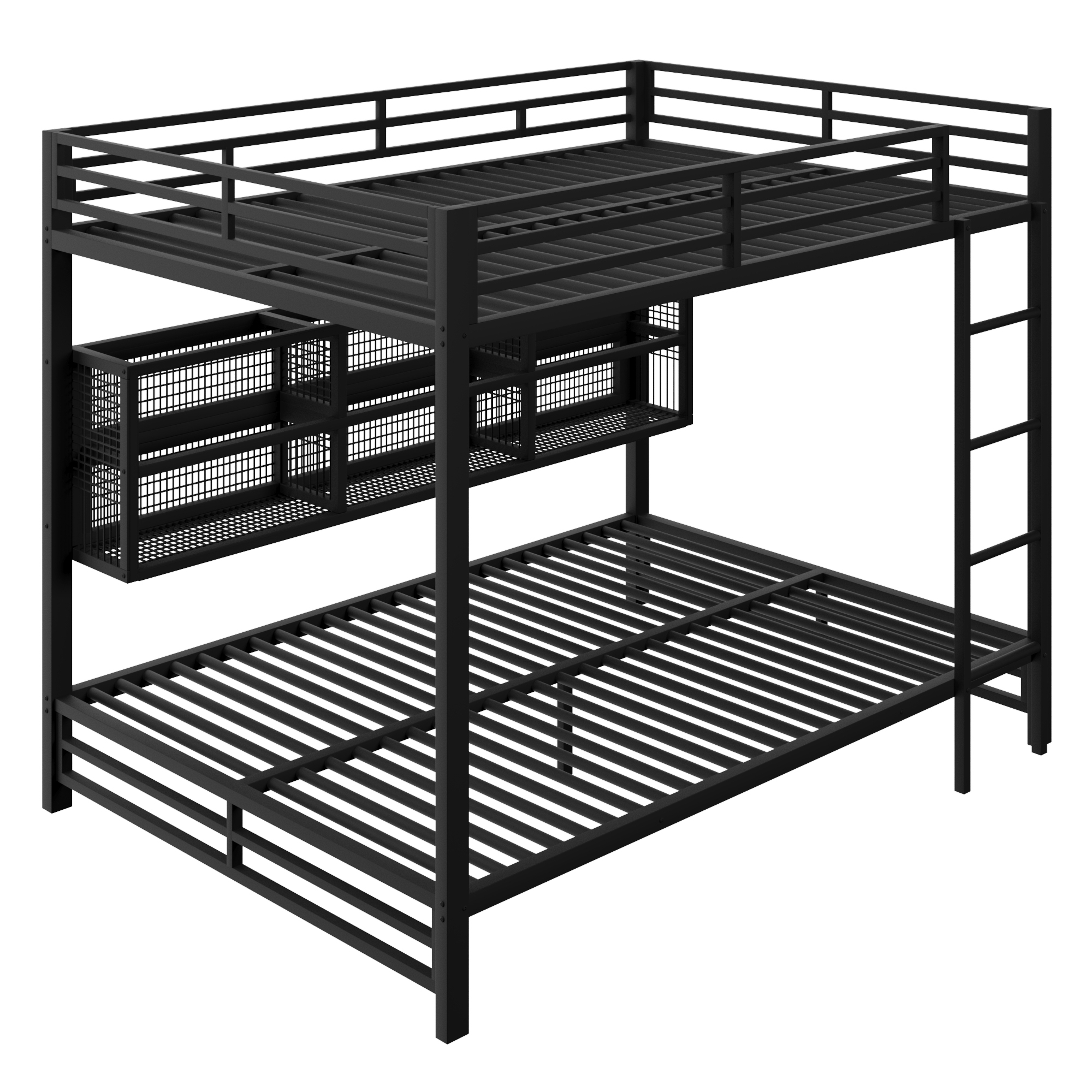 Lit superposé 140 x 200 cm avec éclairage LED, rangements intégrés, noir - spécifications 1