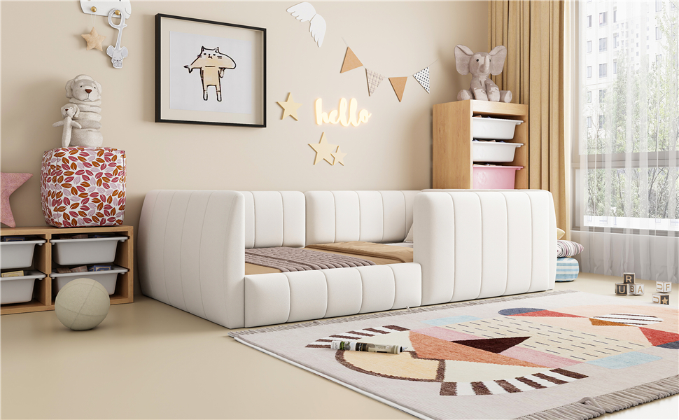 Lit en lin beige design