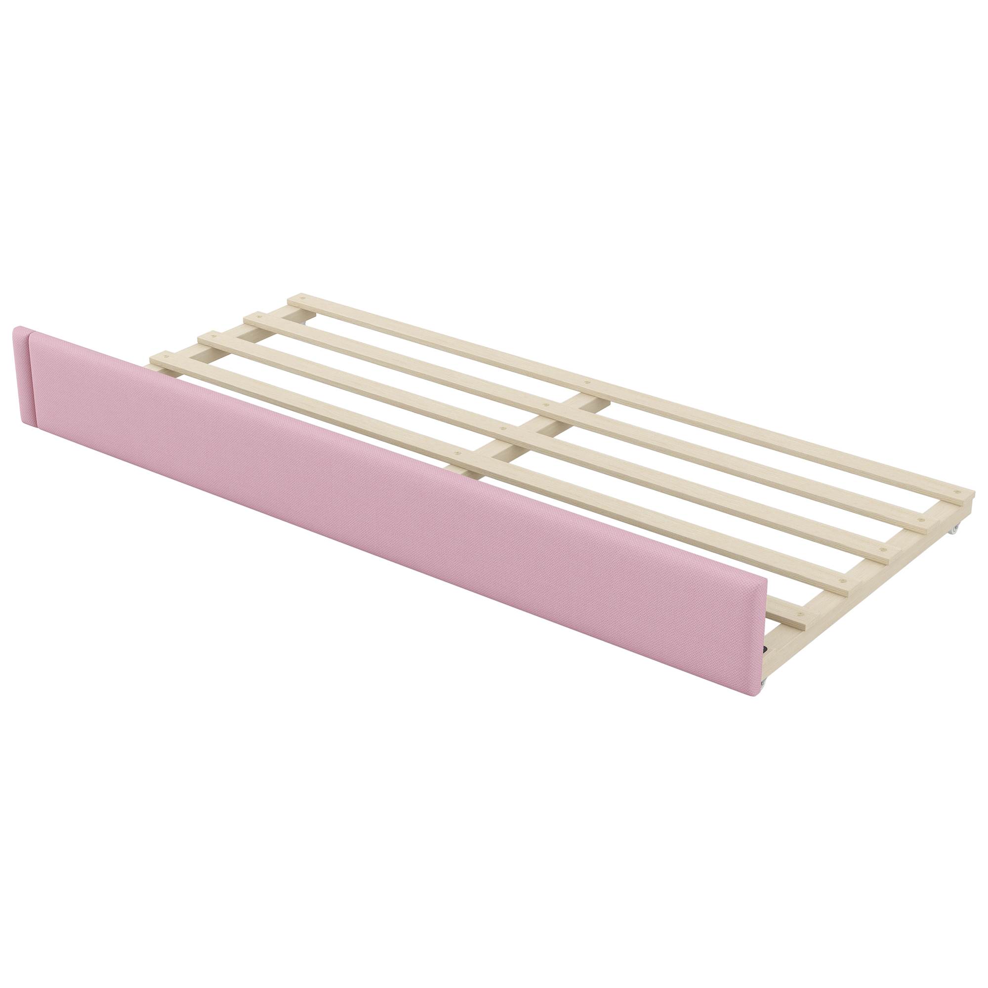 Lit banquette 90x200 cm,en bois,lit gigogne,rangement intégré,bureau intégré,éclairage LED,port USB,rose,lit 1 place