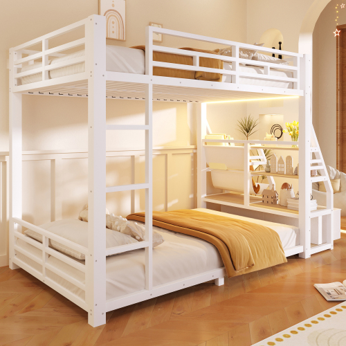 Lit mezzanine blanc avec rangements