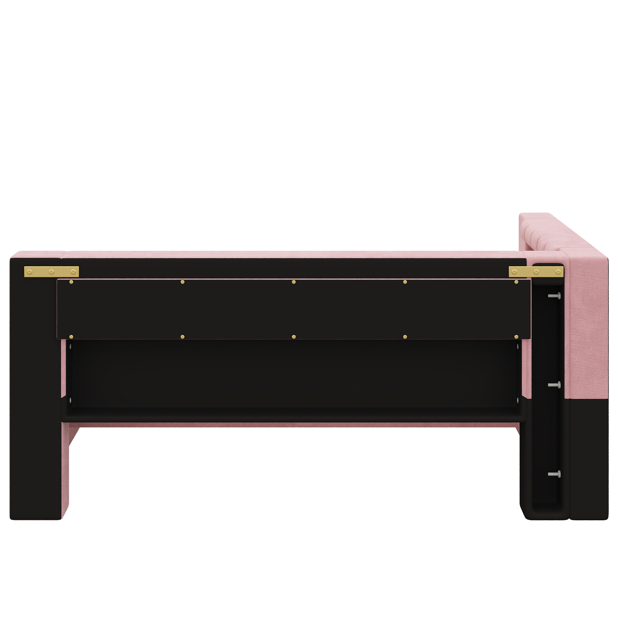 Lit banquette 90x200 cm,en bois,lit gigogne,éclairage LED,port USB,rose,lit 1 place