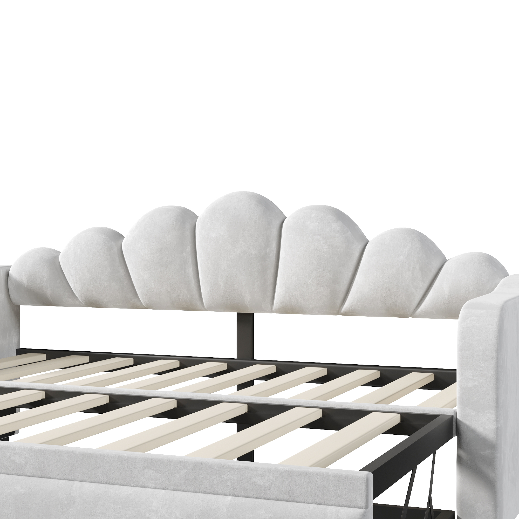 Lit banquette 90x200 cm,en bois,lit gigogne,éclairage LED,gris,lit 1 place