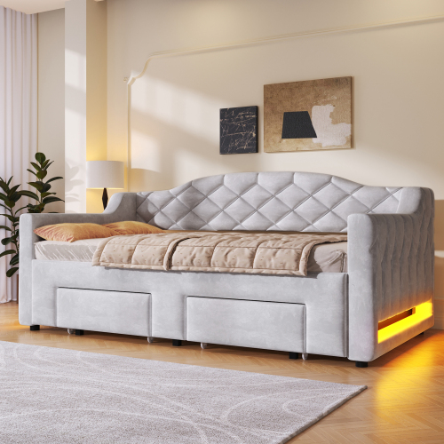 Éclairage LED à sept couleurs intégré au lit banquette