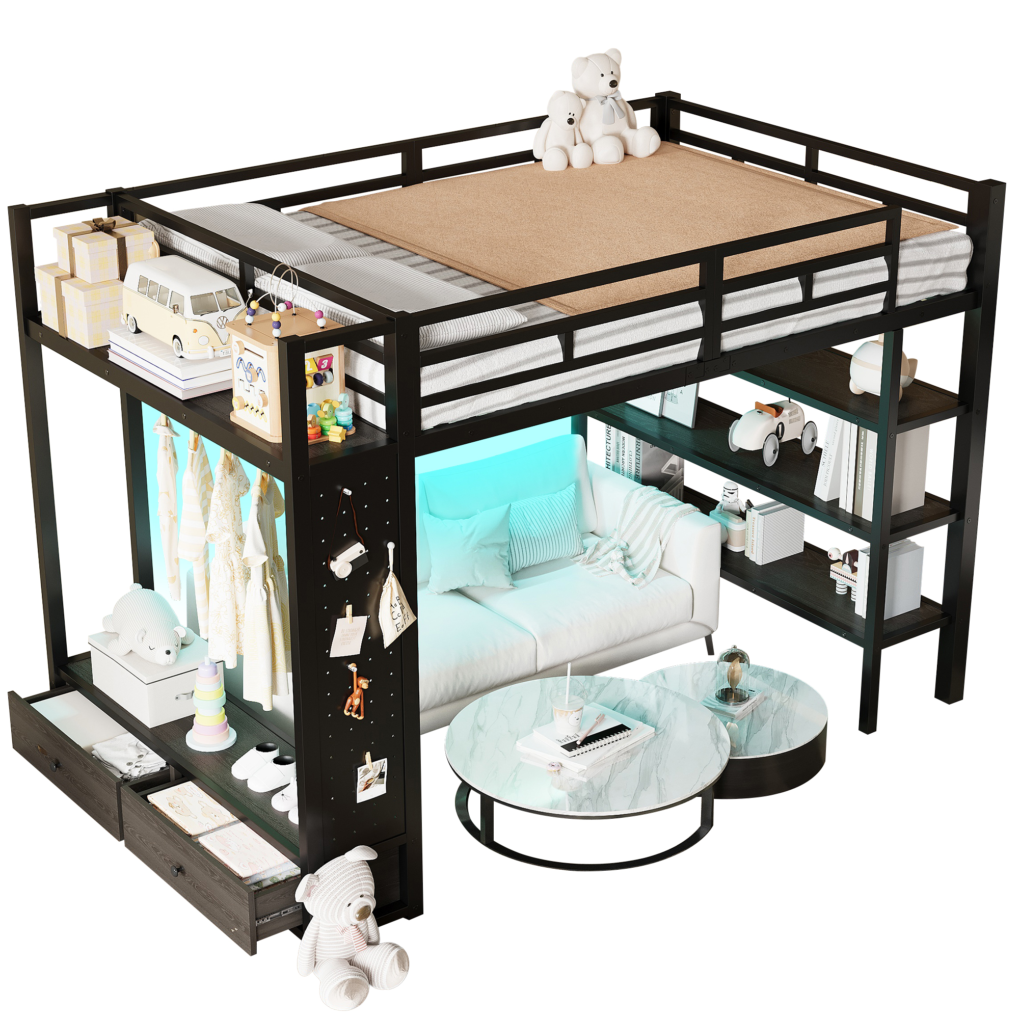 Design lit mezzanine moderne noir
