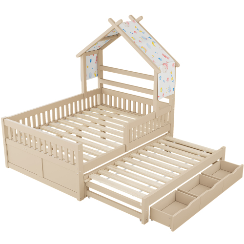 Lit gigogne coulissant sous le lit cabane