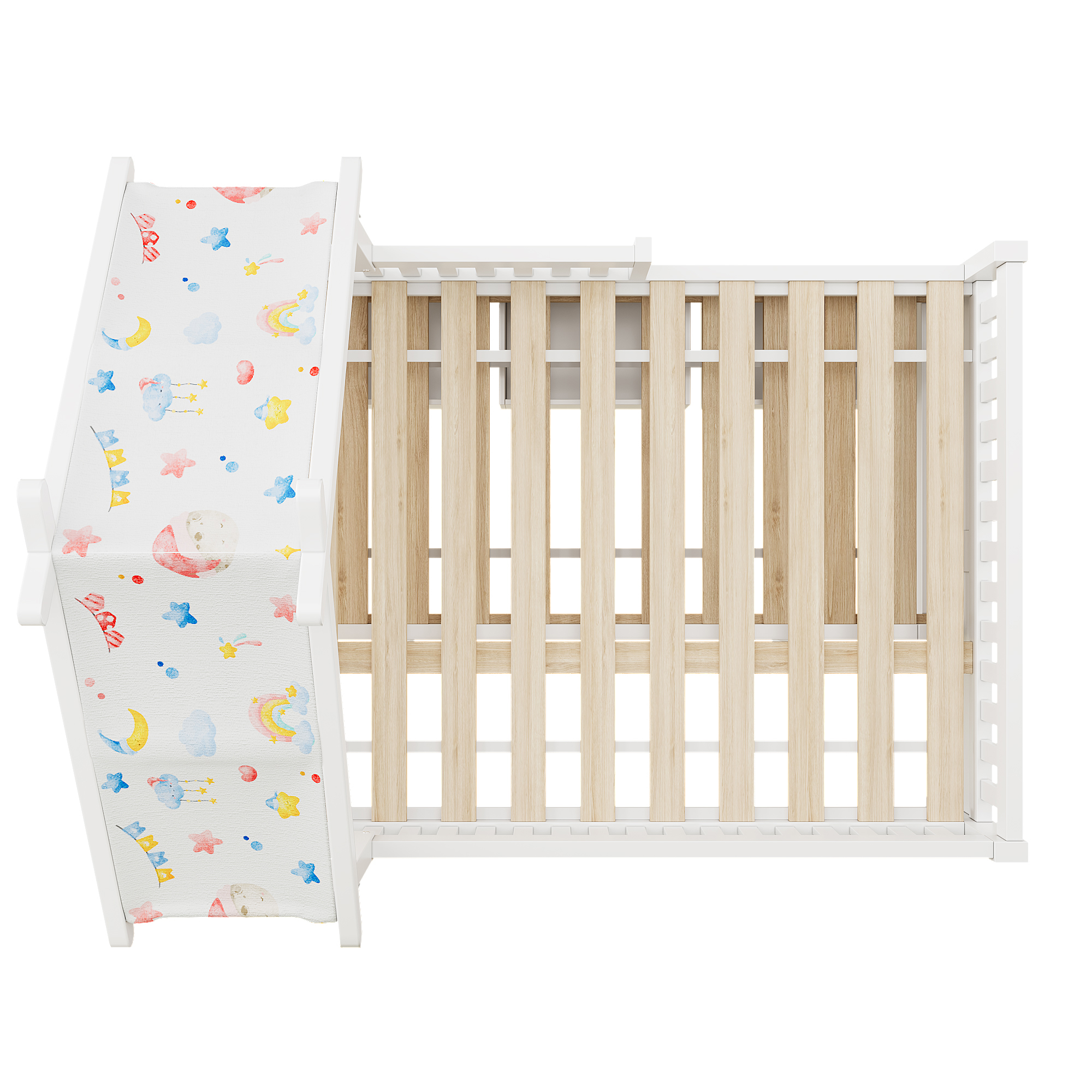 Lit cabane 140x200 cm,en bois,lit enfant,lit gigogne,port USB,blanc