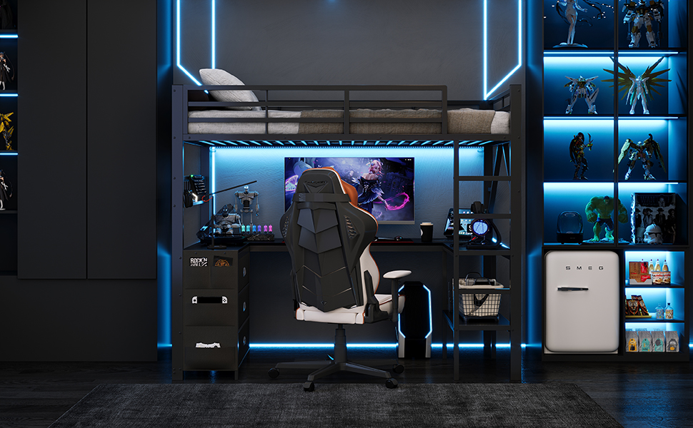 Éclairage LED et station de recharge du lit mezzanine