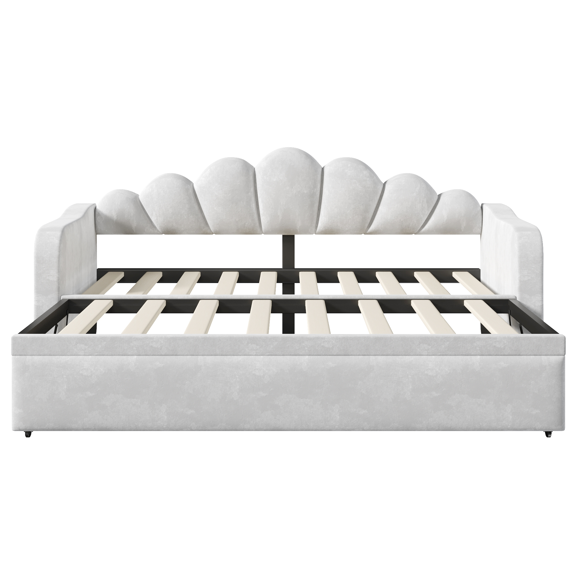 Lit banquette 90x200 cm,en bois,lit gigogne,éclairage LED,gris,lit 1 place