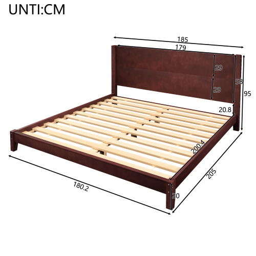 Dimensions du lit plateforme marron 180x200 cm