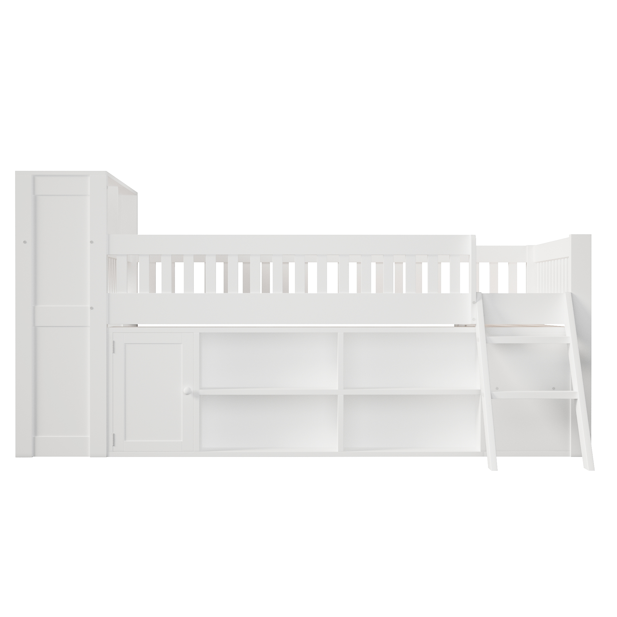 Lit banquette 120x200 cm,en bois,lit enfant,rangement intégré,éclairage LED,blanc,lit avec rangement intégré