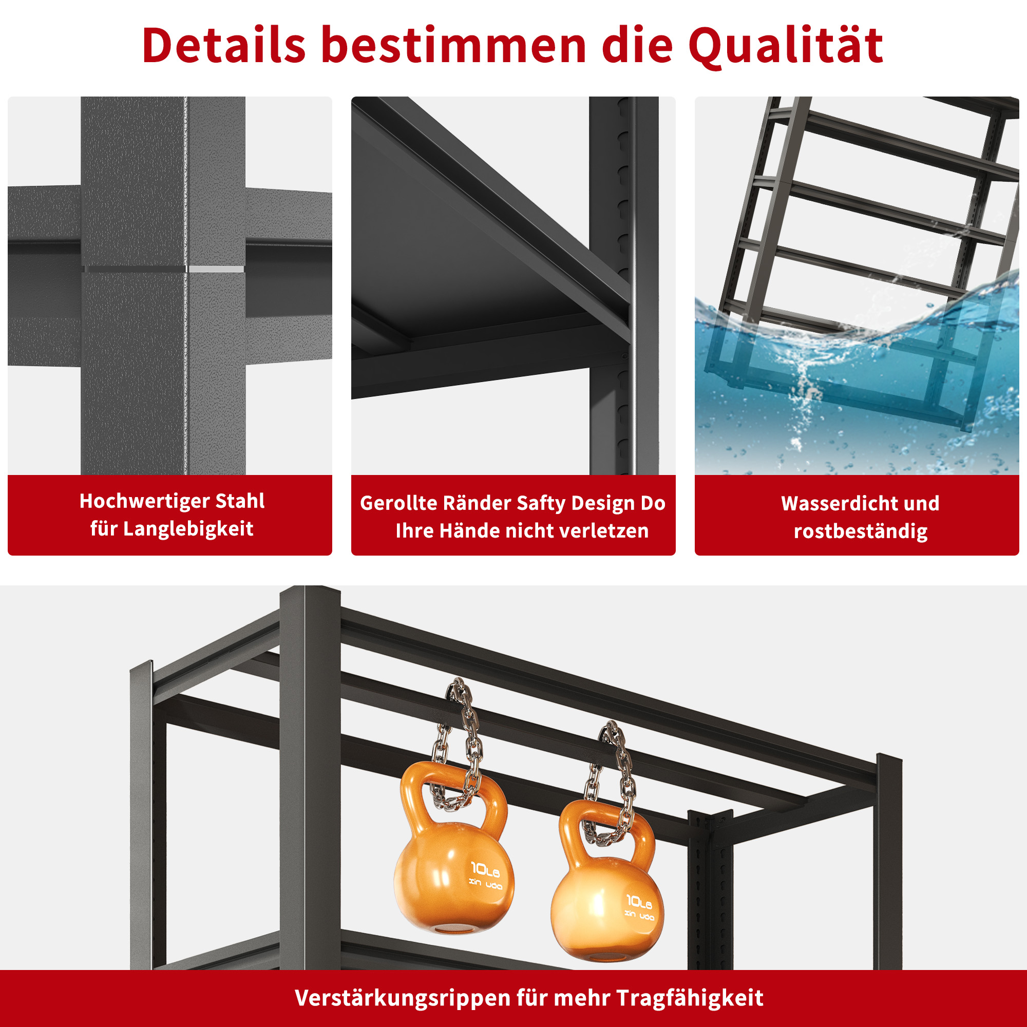 Détail du rayonnage de rangement