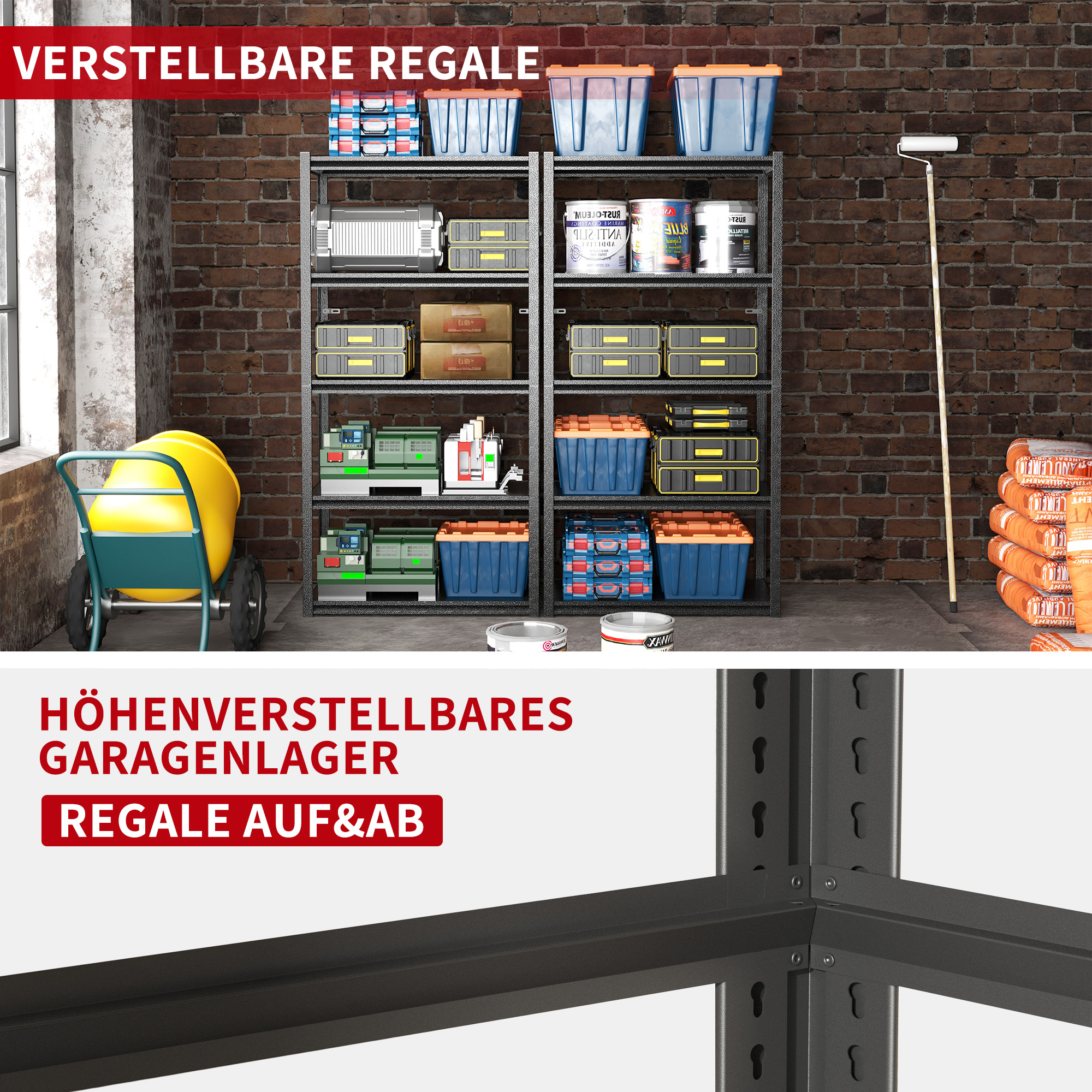 Détail du rayonnage de rangement
