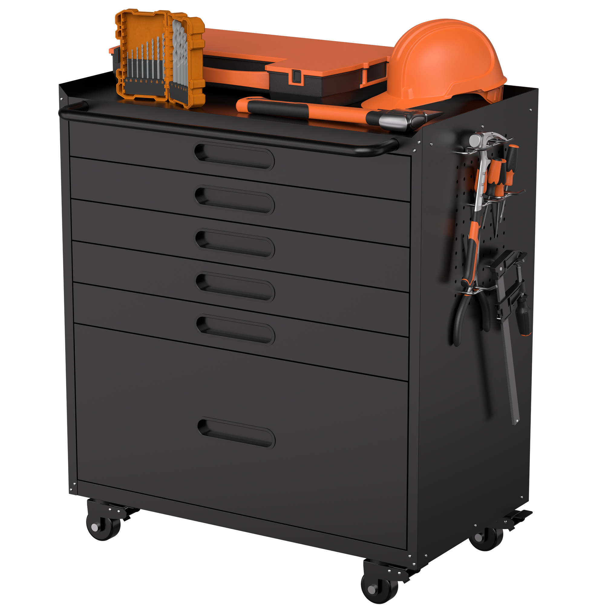 Armoire à outils, avec tiroirs, 75 x 42 x 87,3 cm, métal, noir - vue 1