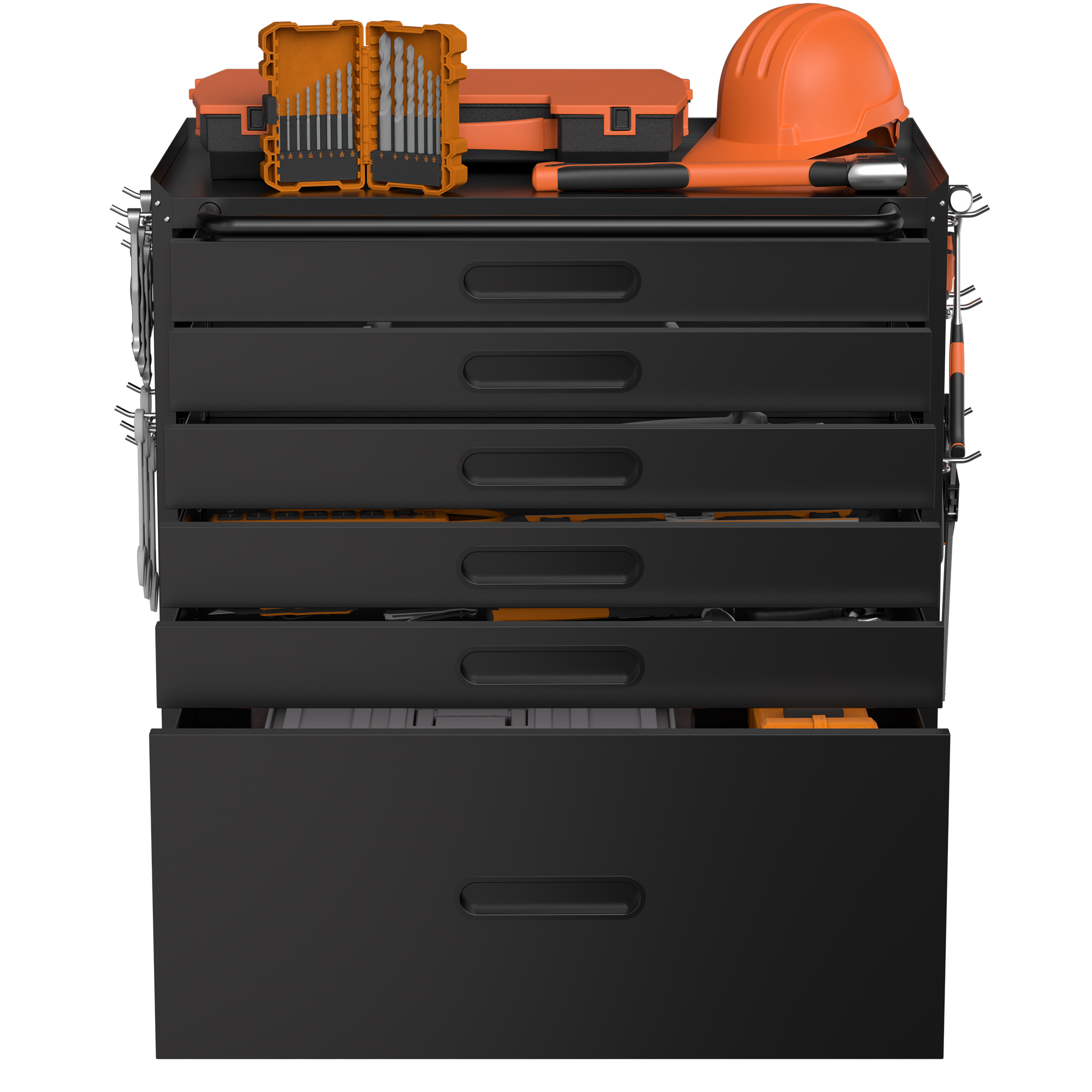 Armoire à outils, avec tiroirs, 75 x 42 x 87,3 cm, métal, noir - vue 3
