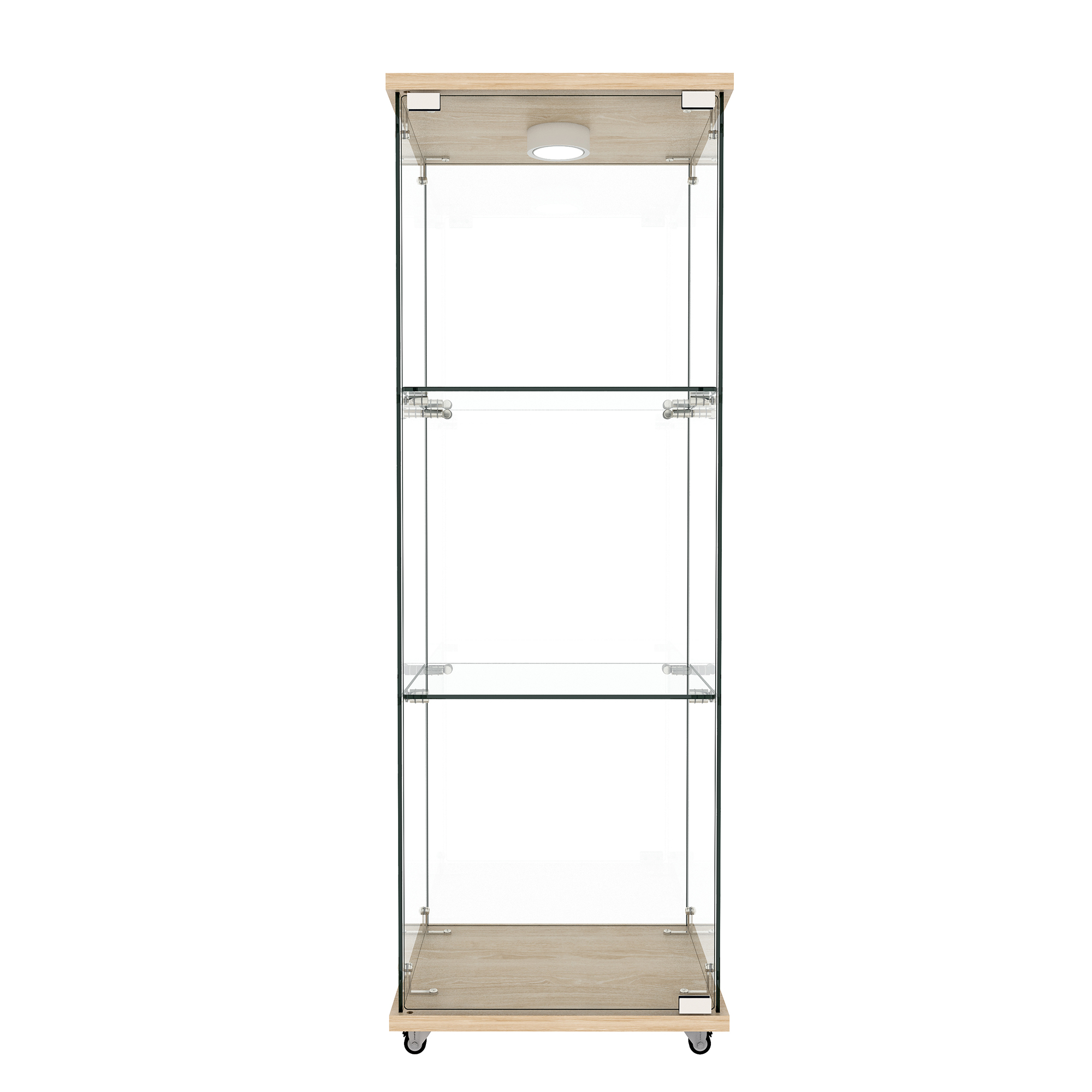 Vitrine, éclairage led, éléments en verre, 42,5 x 36,5 x 120 cm, verre trempé et verre, bois naturel - vue 5