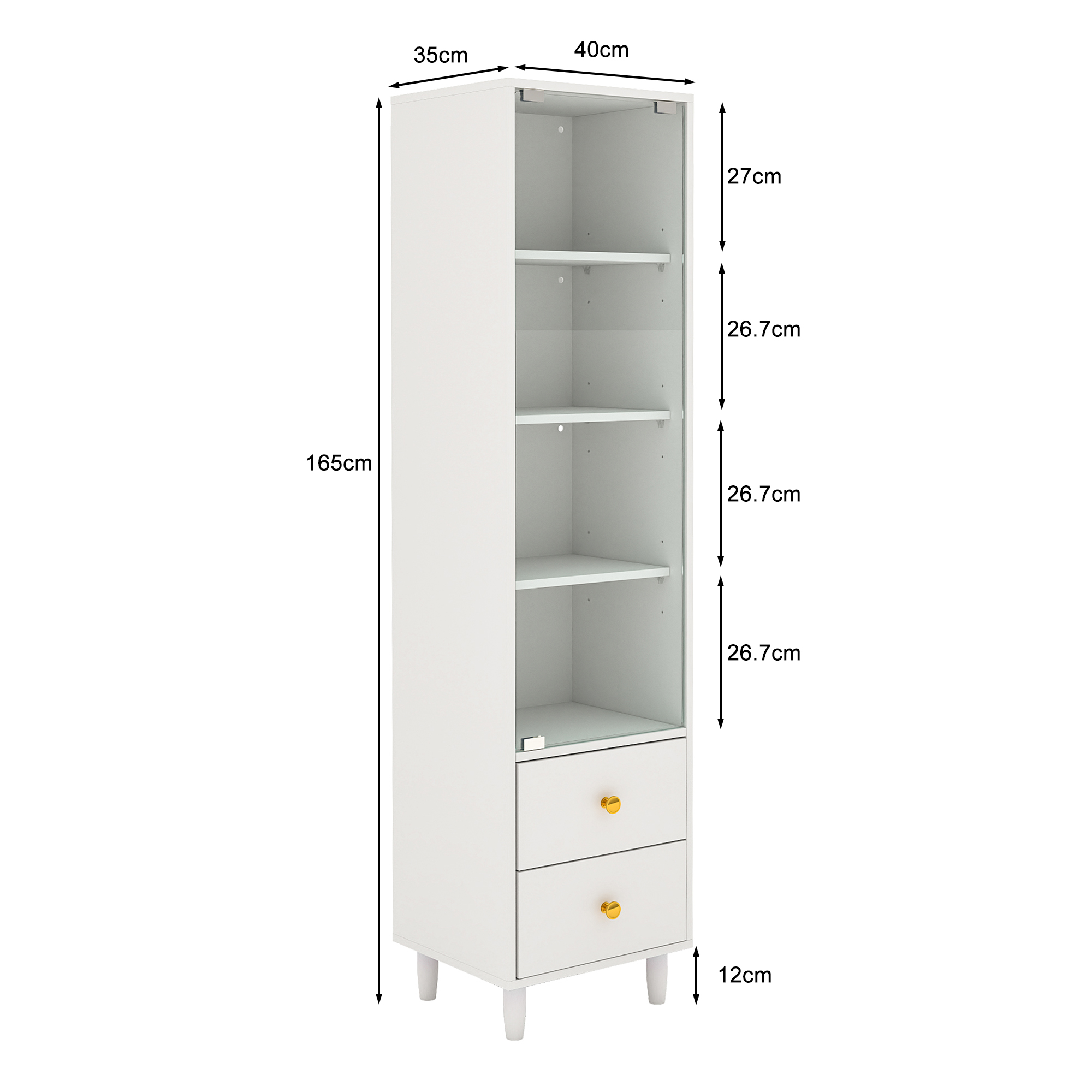 Dimensions du vitrine