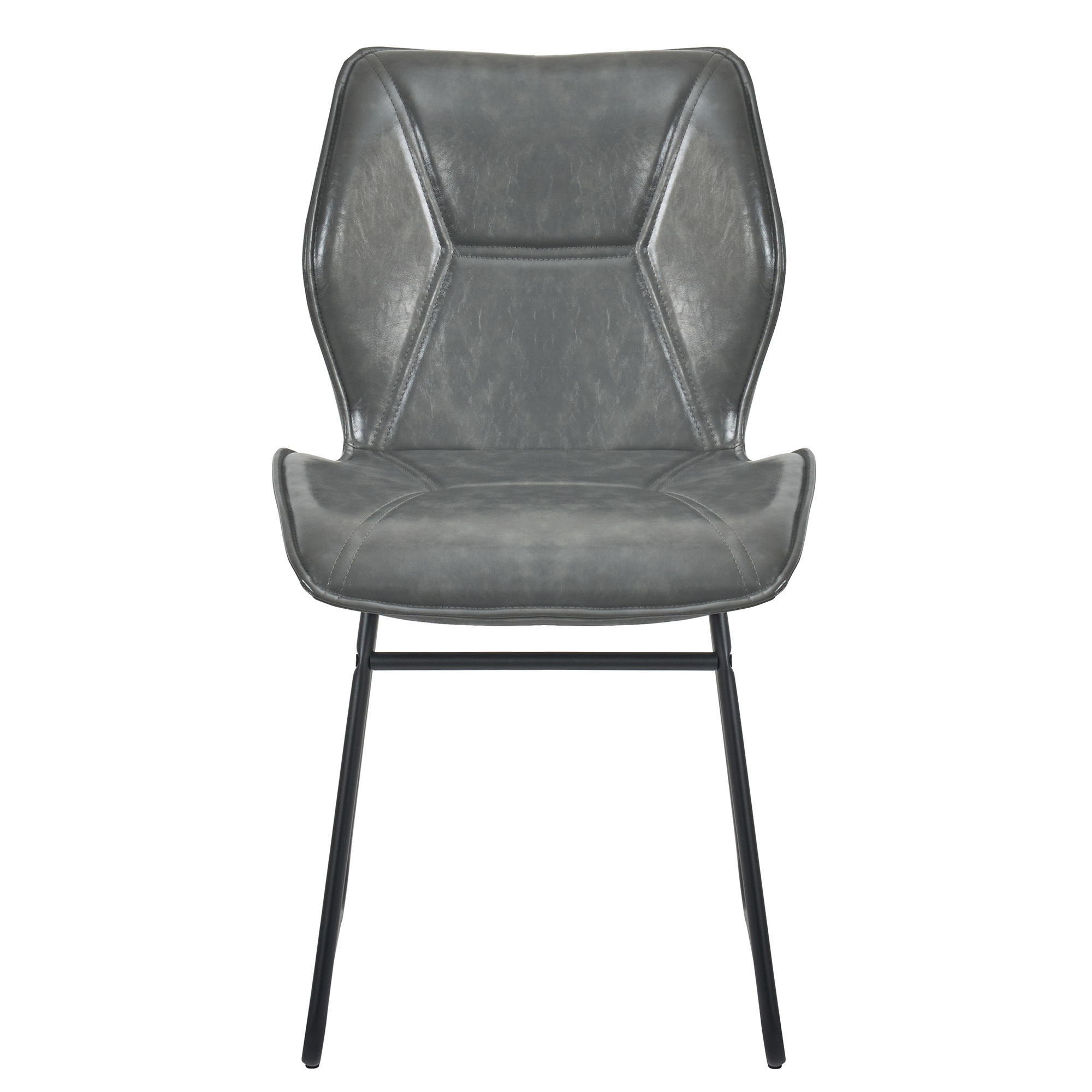Chaise de salle à manger, lot de 2, assise rembourrée, 60 x 47,5 x 81,5 cm, similicuir et métal, gris - vue 2