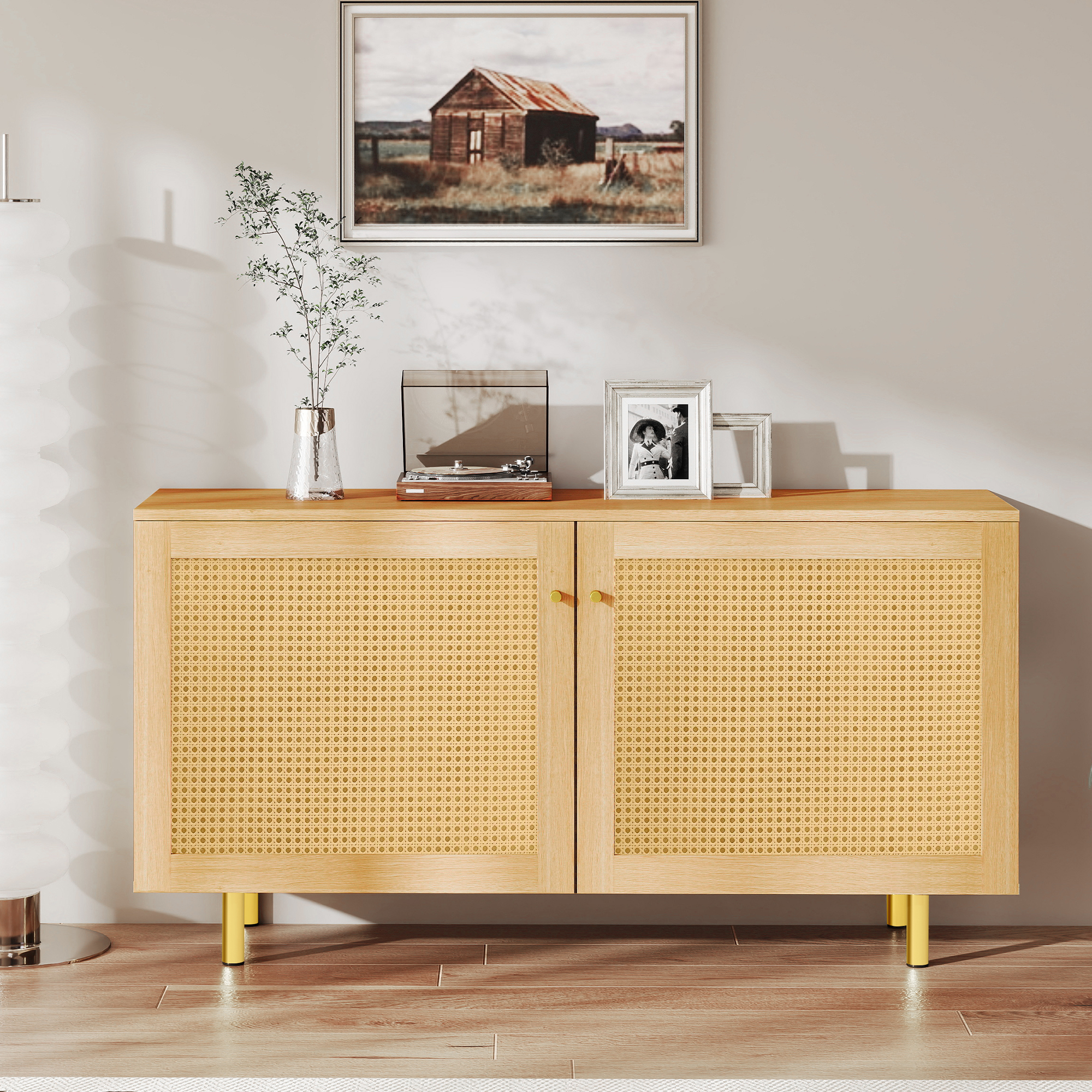Sideboard aus Korbgeflecht,Doppeltüriger Aufbewahr