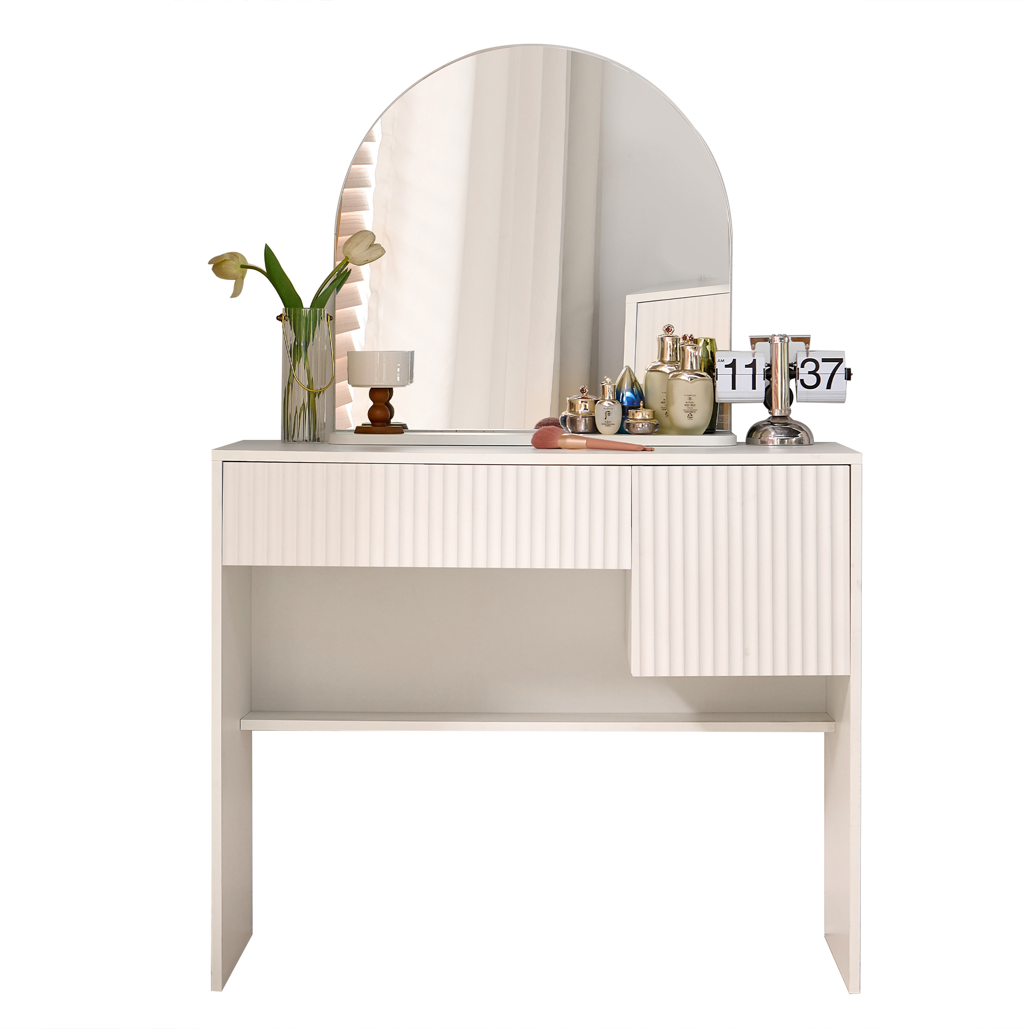 Coiffeuse, avec tiroirs, 90 x 40 x 135 cm, MDF, blanc - vue 2