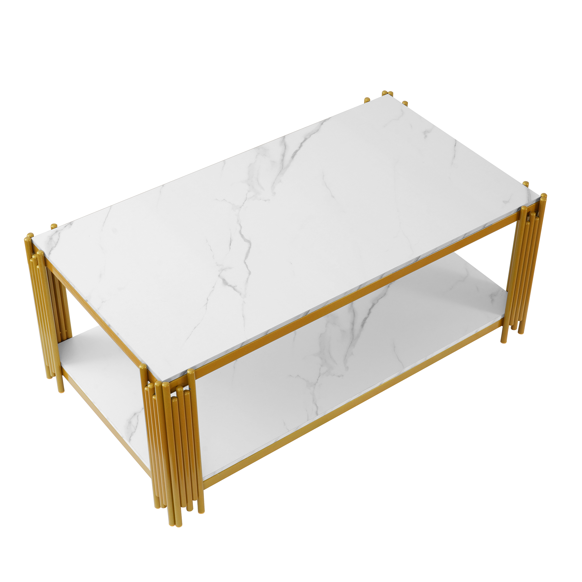 Table basse 2 niveaux en aspect marbre avec struct - image 5