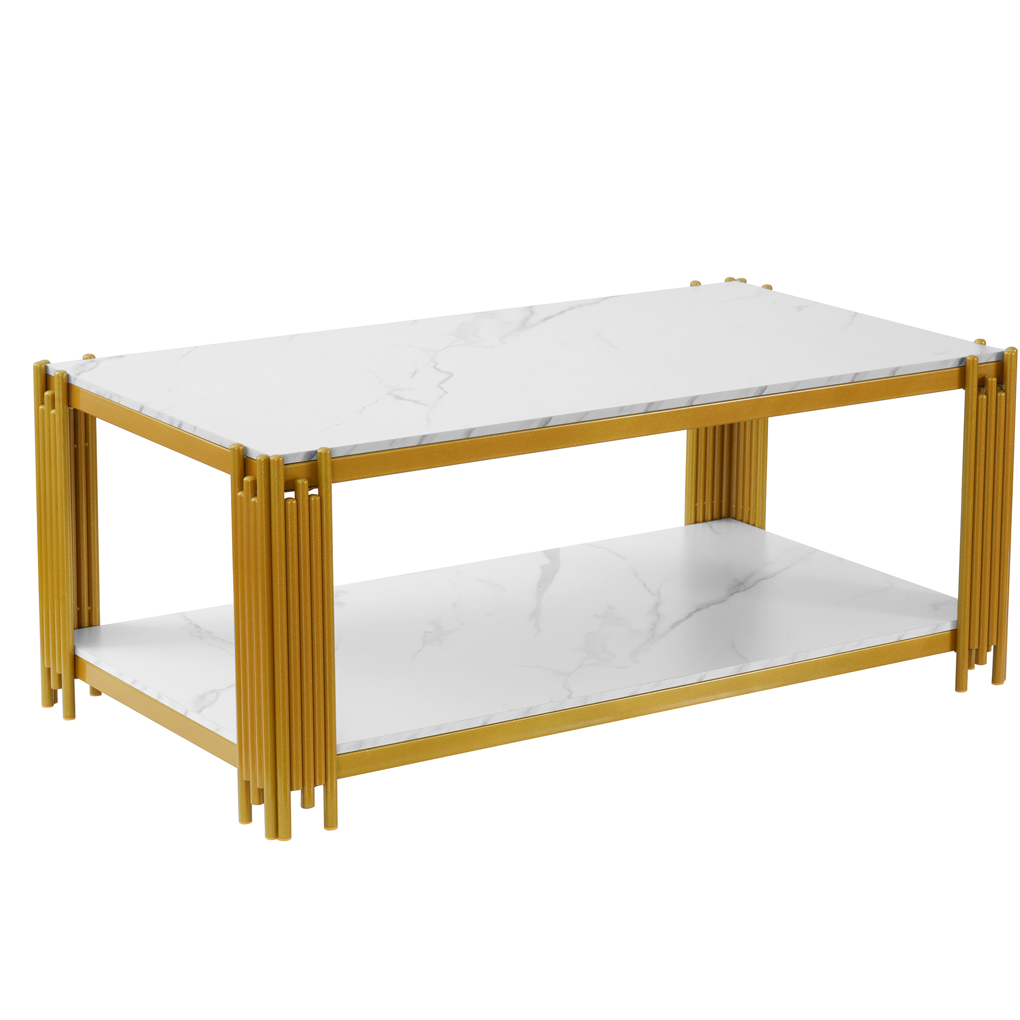 Table basse 2 niveaux en aspect marbre avec struct - image 6