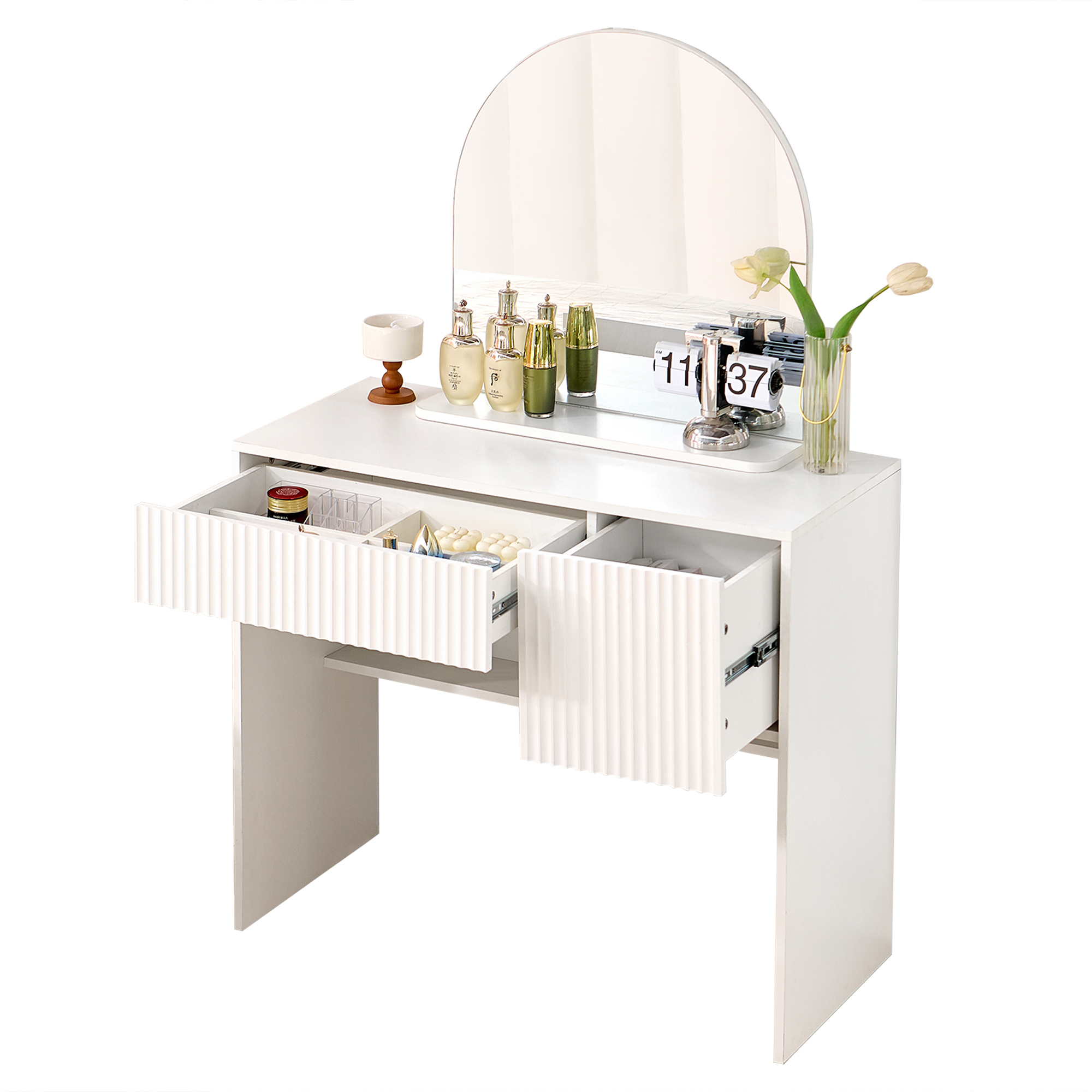 Coiffeuse, avec tiroirs, 90 x 40 x 135 cm, MDF, blanc - vue 3