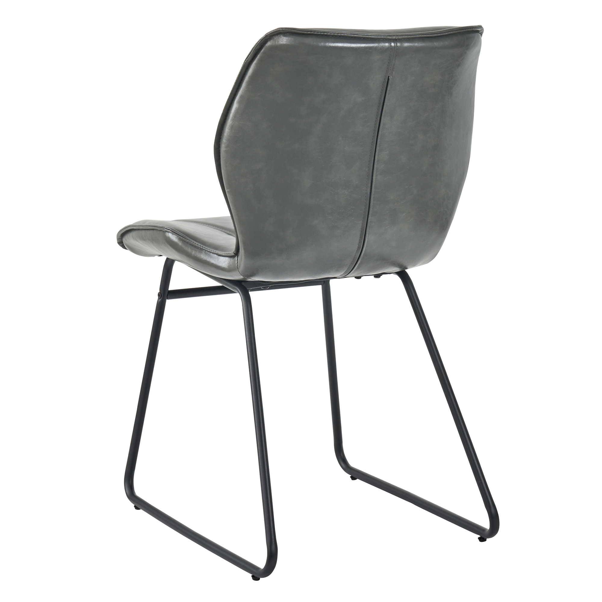 Chaise de salle à manger, lot de 2, assise rembourrée, 60 x 47,5 x 81,5 cm, similicuir et métal, gris - vue 5