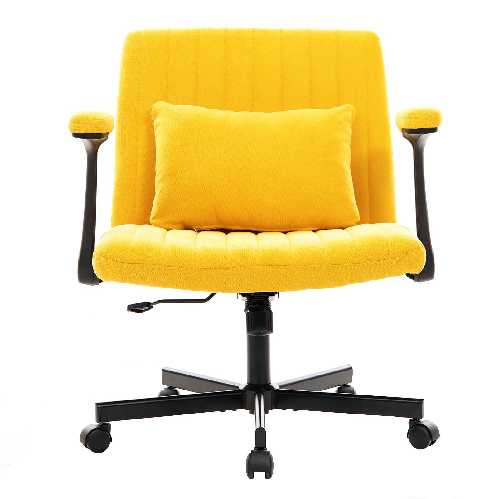 Chaise de bureau, 1 pièce, pliable, hauteur réglable, mobile sur roulettes, 21,5 x 25,2 x 33 cm, velours et tissu, Yellow - vue 3